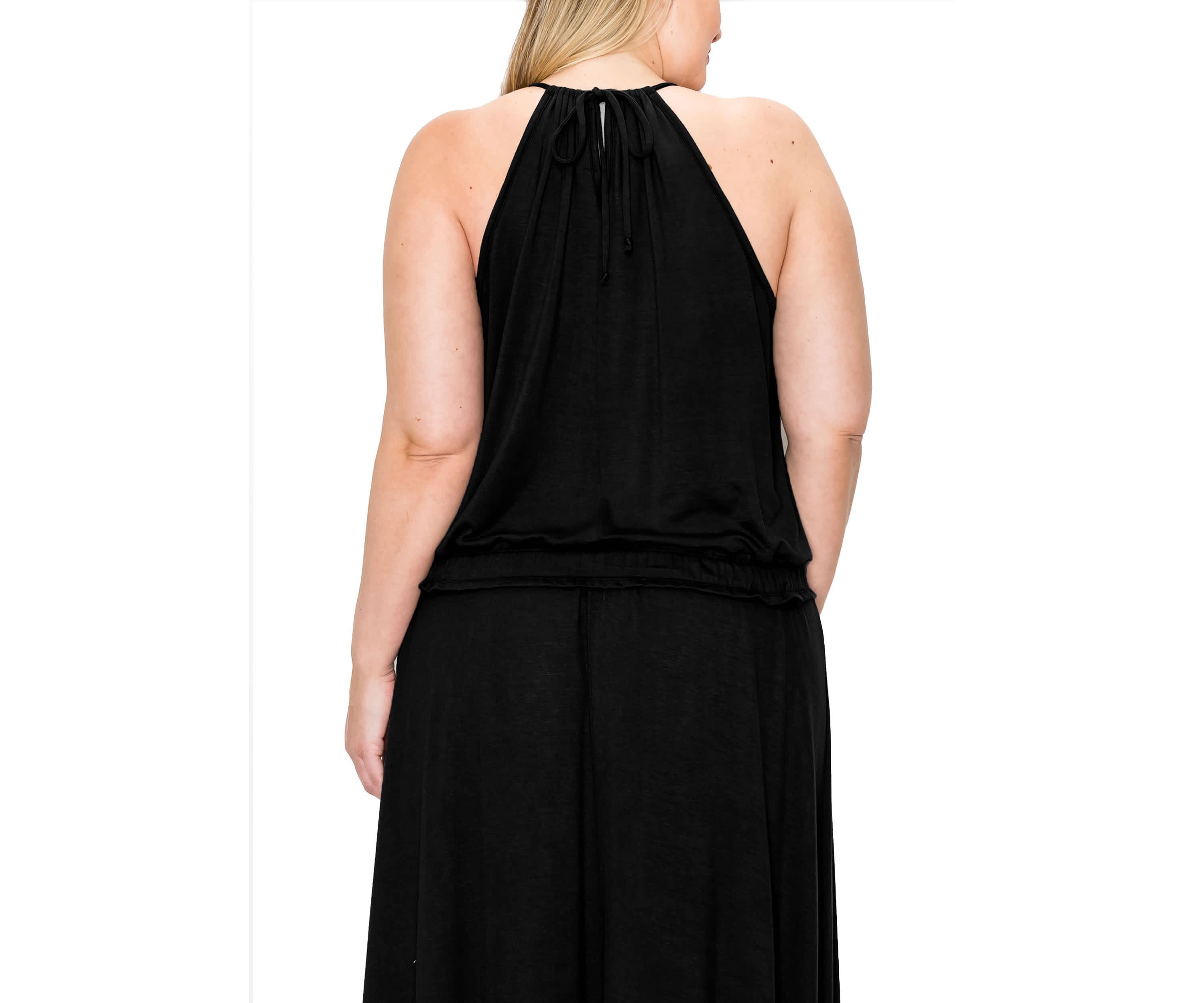 Rayon Span Elastic Waist Halter Tank