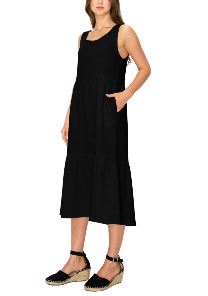chinese dress ladies Everlane Gauze Tiered Dress in Black, Size XL, Cotton main image 1