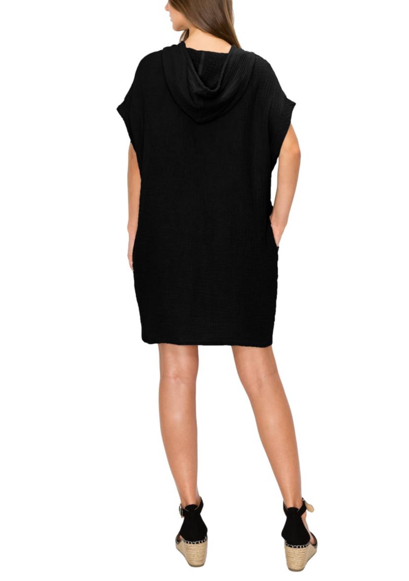 black gauze dress pockets Black Cotton Gauze Dress L main image 1