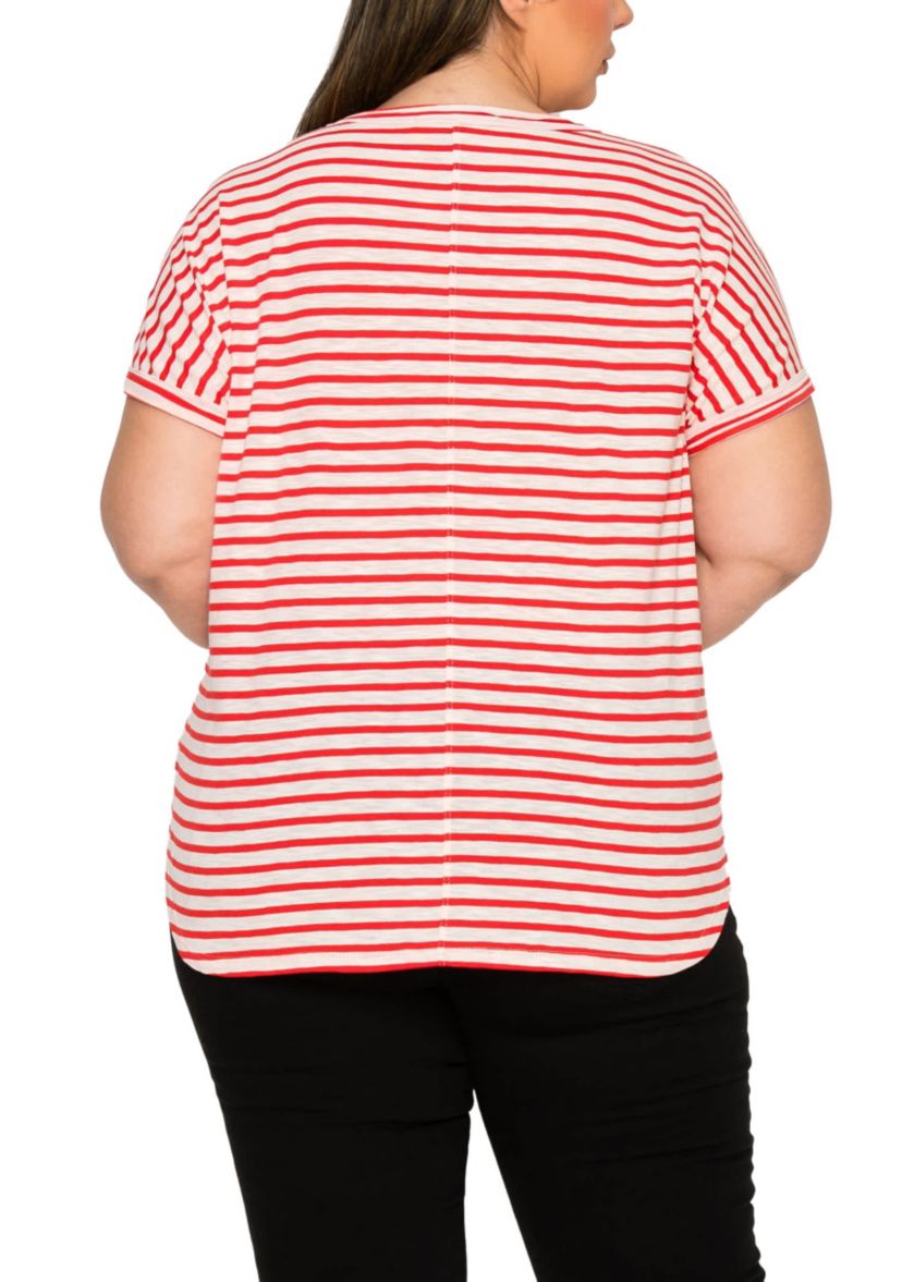 Cotton Slub Stripe Dolman Short Sleeve Tee
