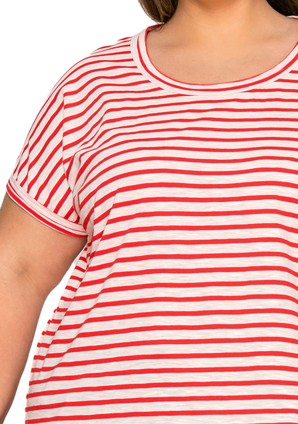 Cotton Slub Stripe Dolman Short Sleeve Tee