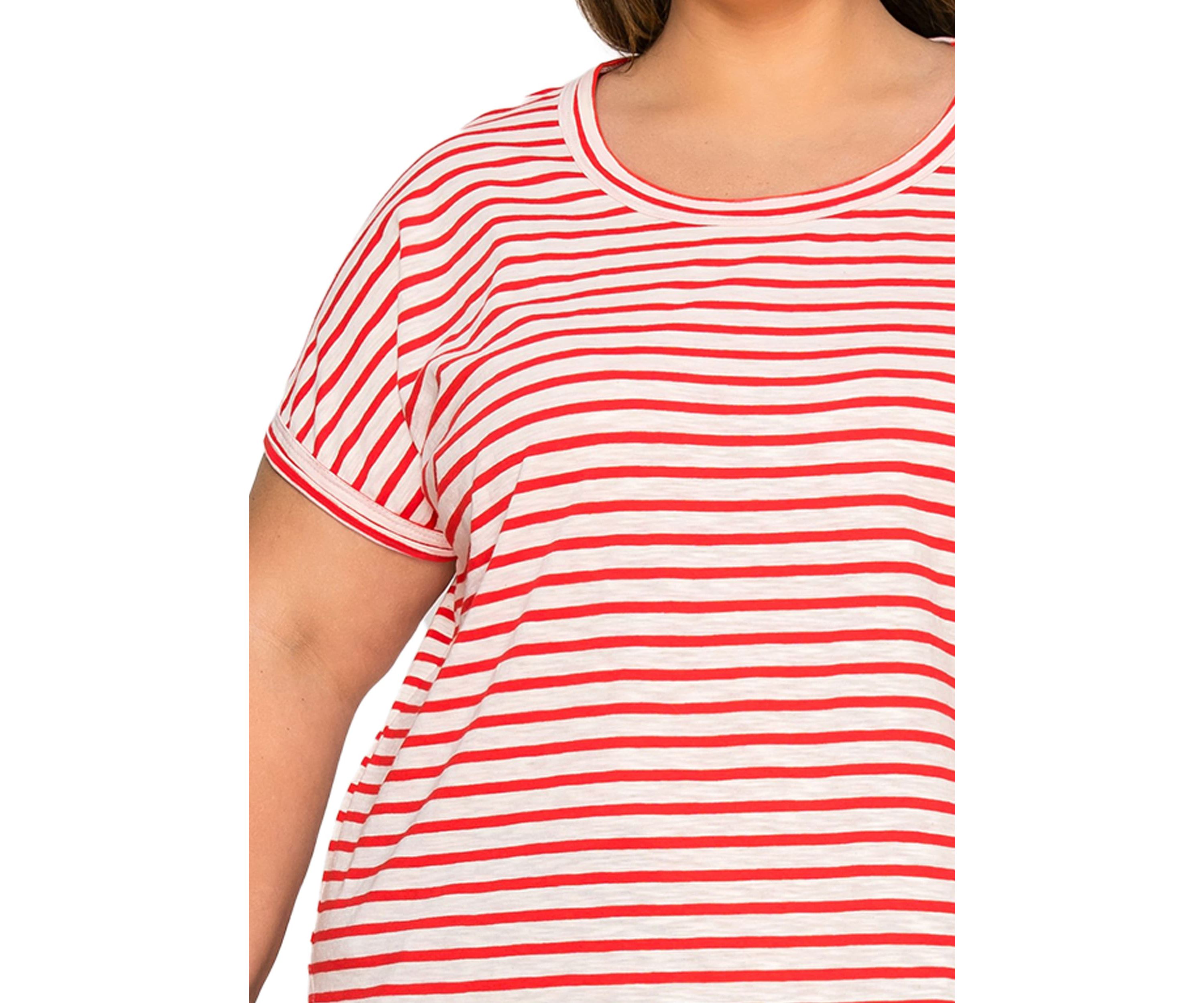 Cotton Slub Stripe Dolman Short Sleeve Tee