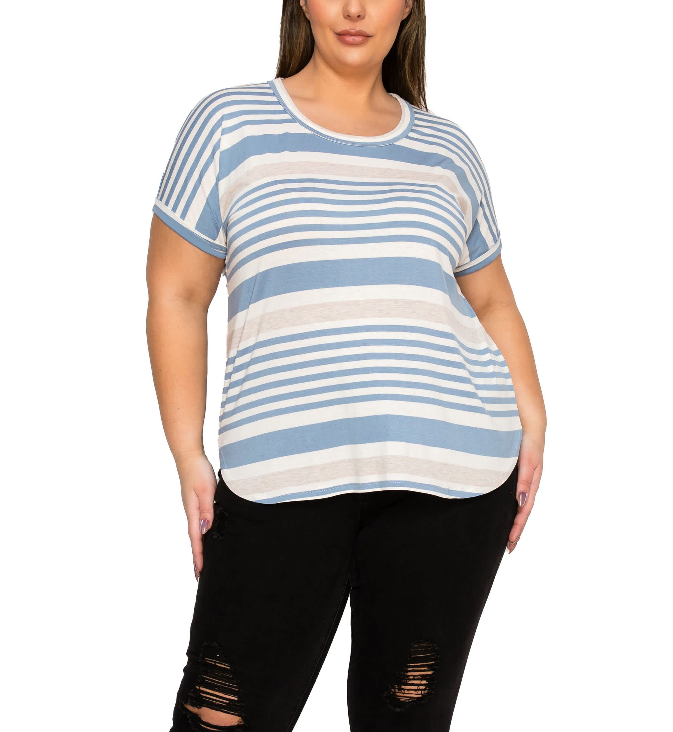Engineer Stripe Dolman Short Sleeve Tee