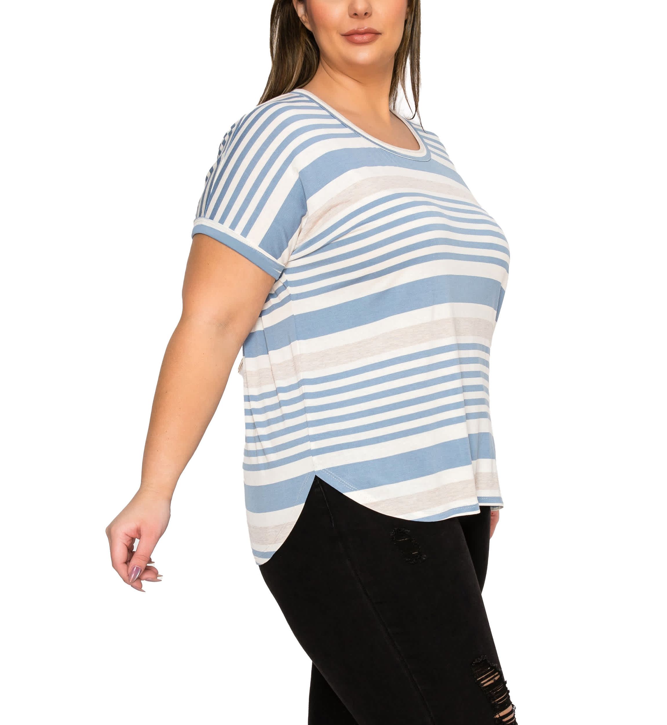 Engineer Stripe Dolman Short Sleeve Tee
