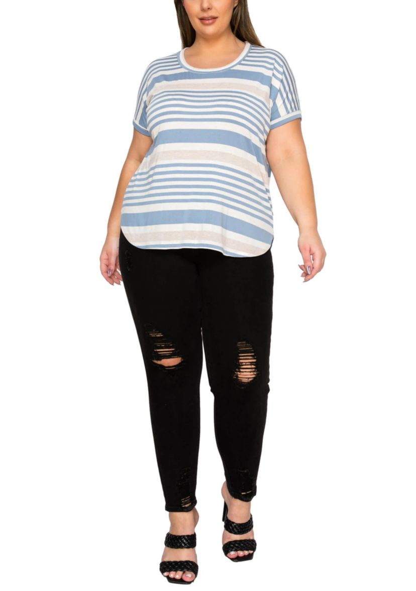 Engineer Stripe Dolman Short Sleeve Tee