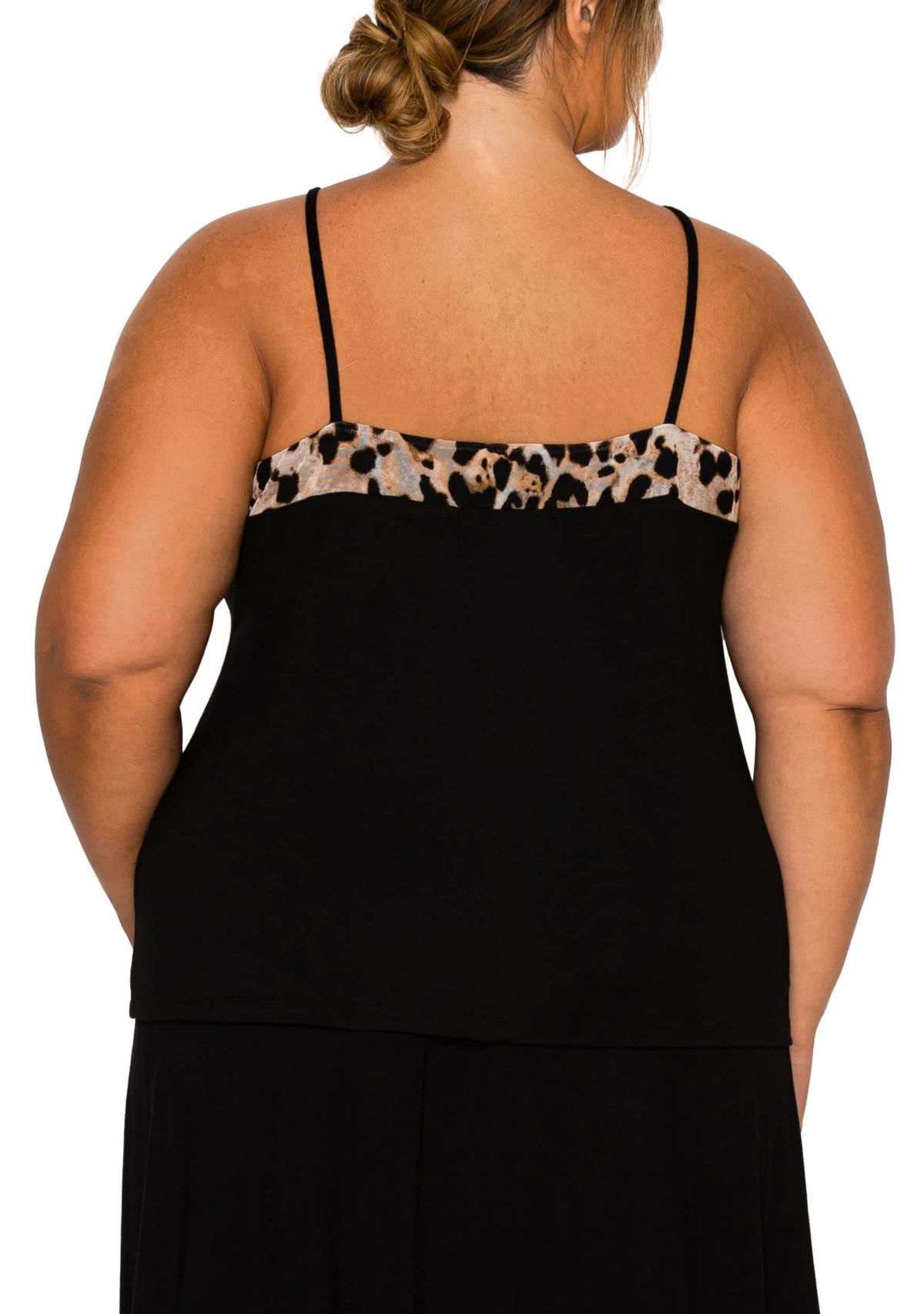 Leopard Mesh Rayon Mix Panel Cami