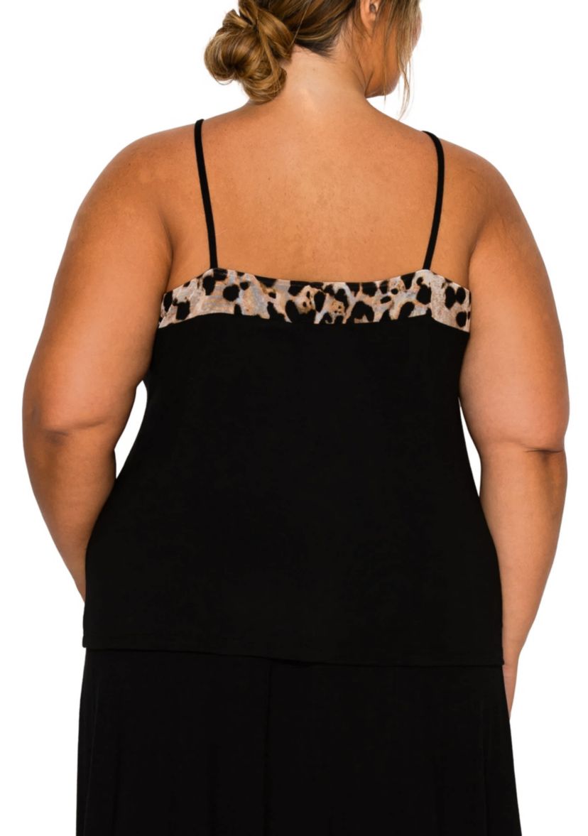 Leopard Mesh Rayon Mix Panel Cami