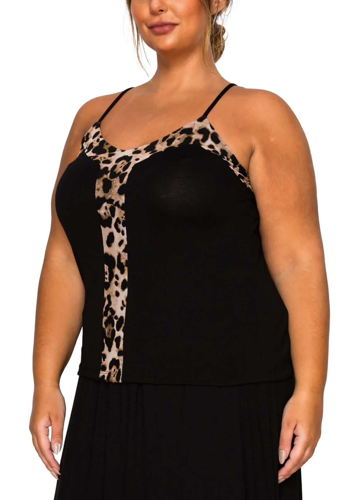 Leopard Mesh Rayon Mix Panel Cami