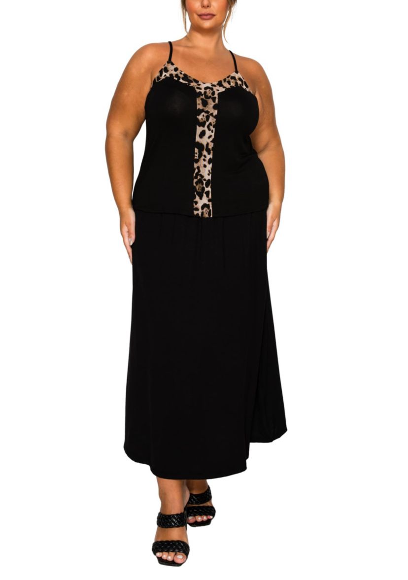 Leopard Mesh Rayon Mix Panel Cami