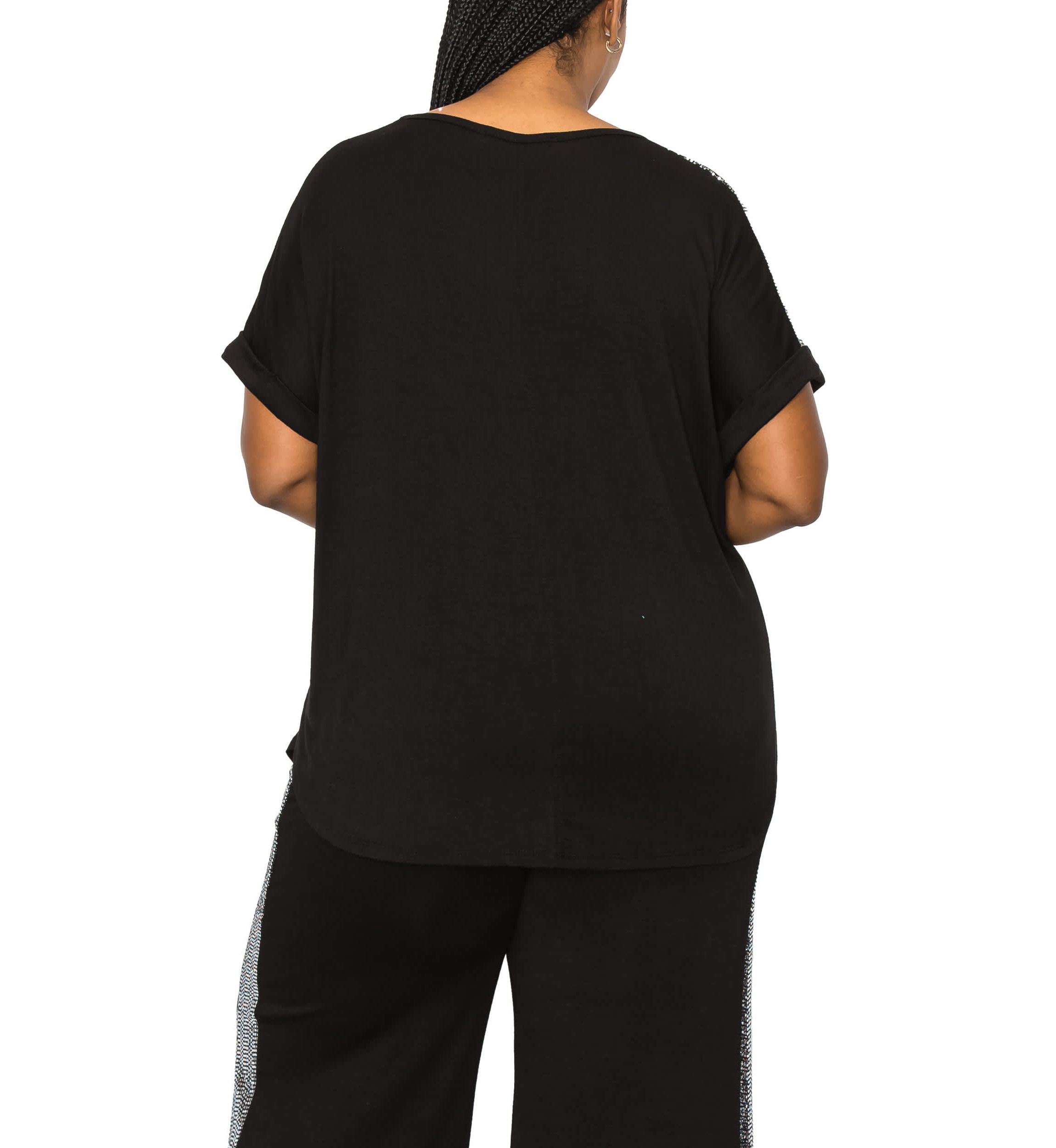 Sequin Pocket & Shoulder Rolled Sleeve