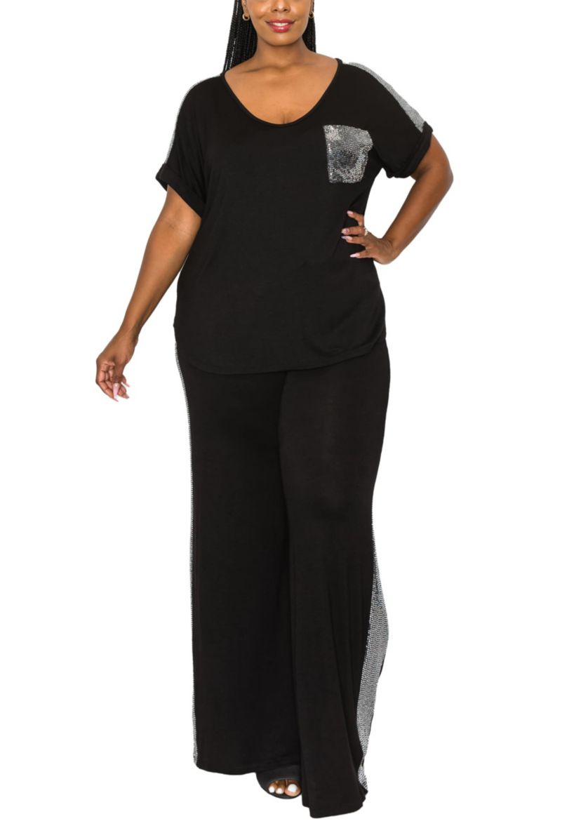 Sequin Pocket & Shoulder Rolled Sleeve