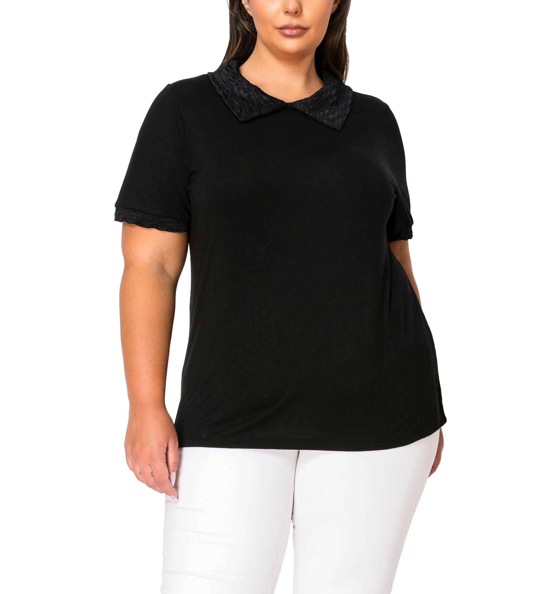 Lace Collar Keyhole Back