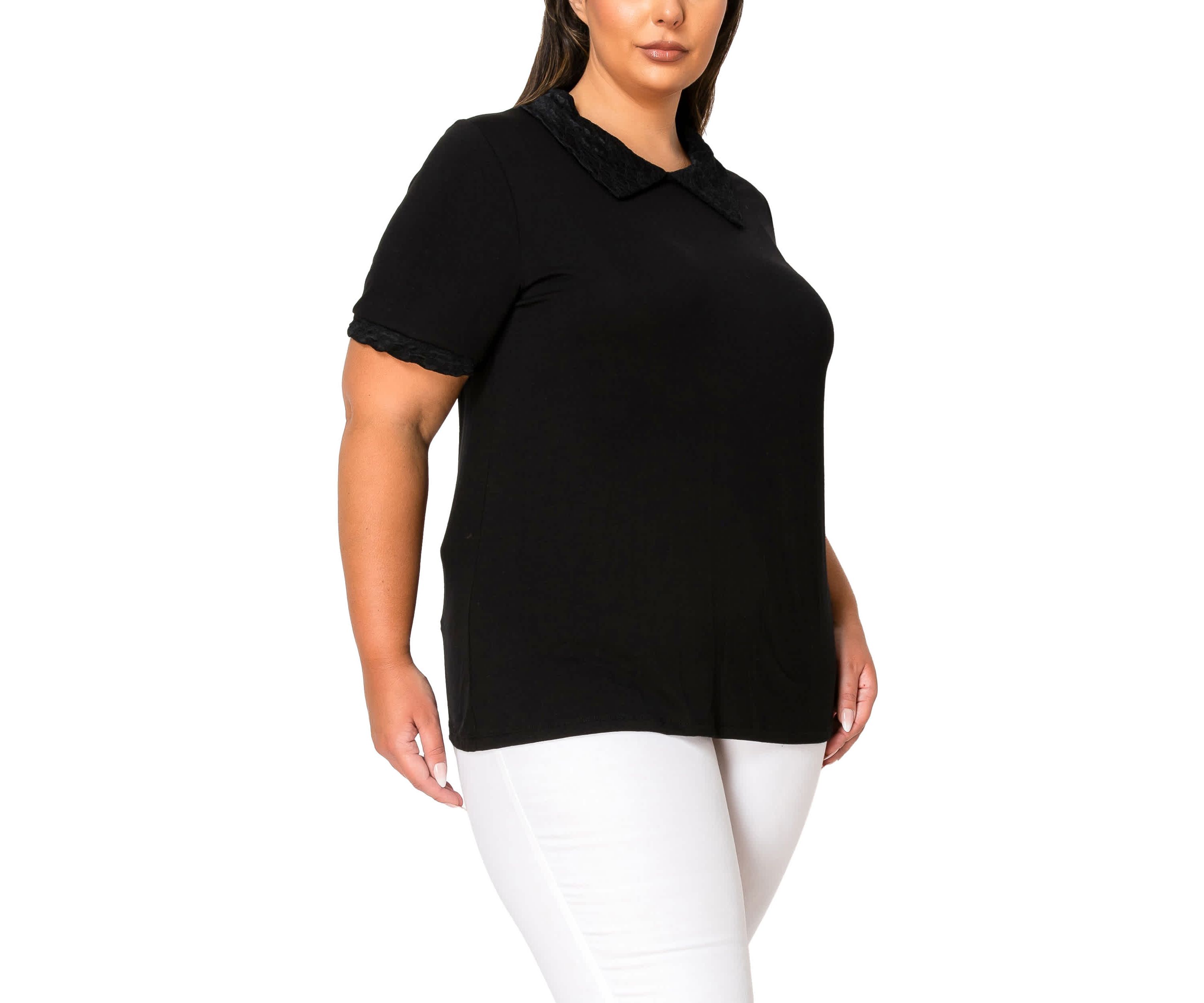 Lace Collar Keyhole Back