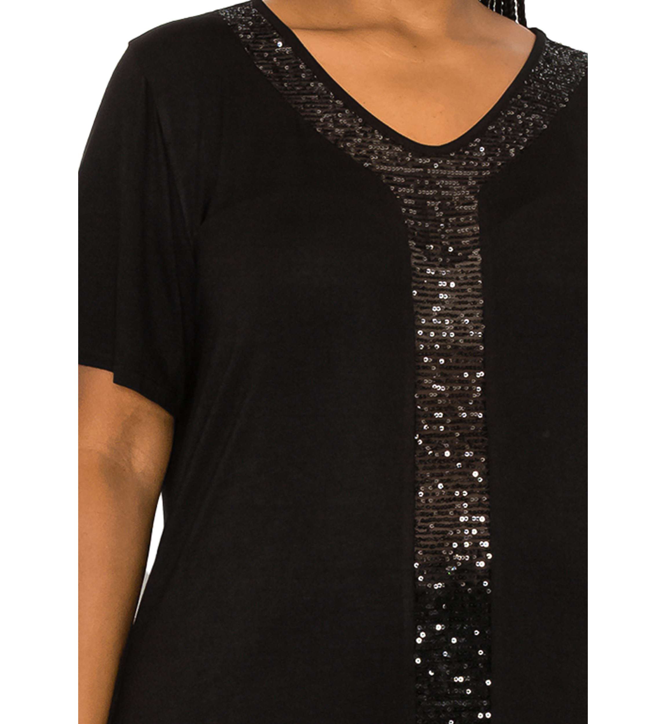 Sequin Inset Short Sleeve