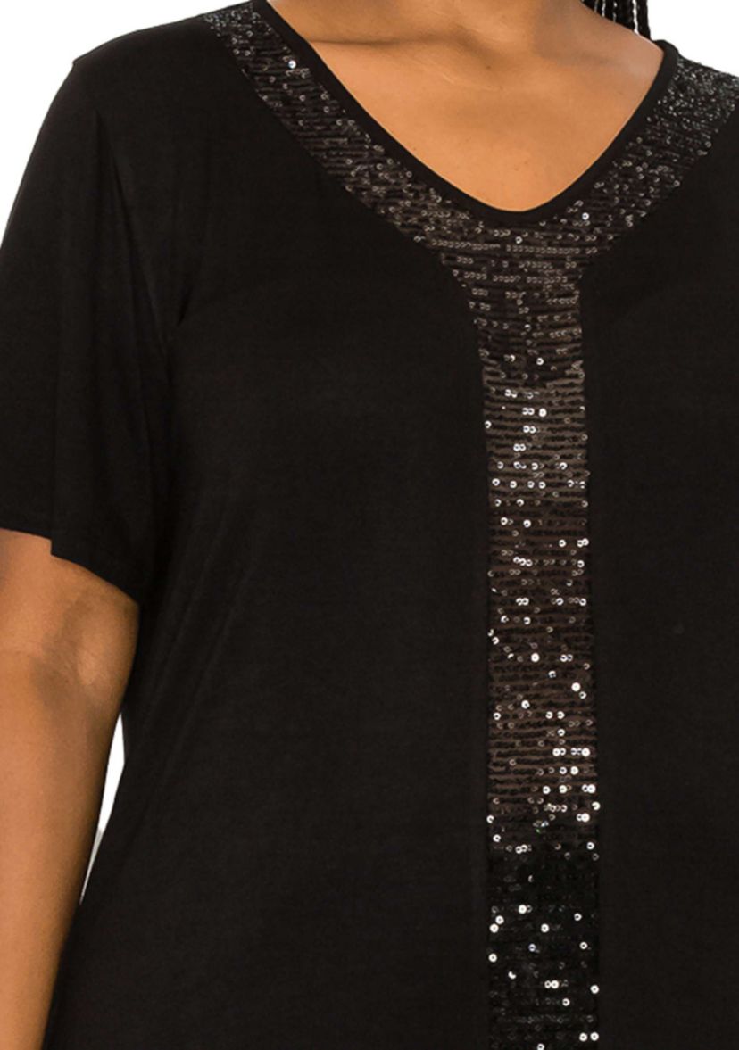 Sequin Inset Short Sleeve
