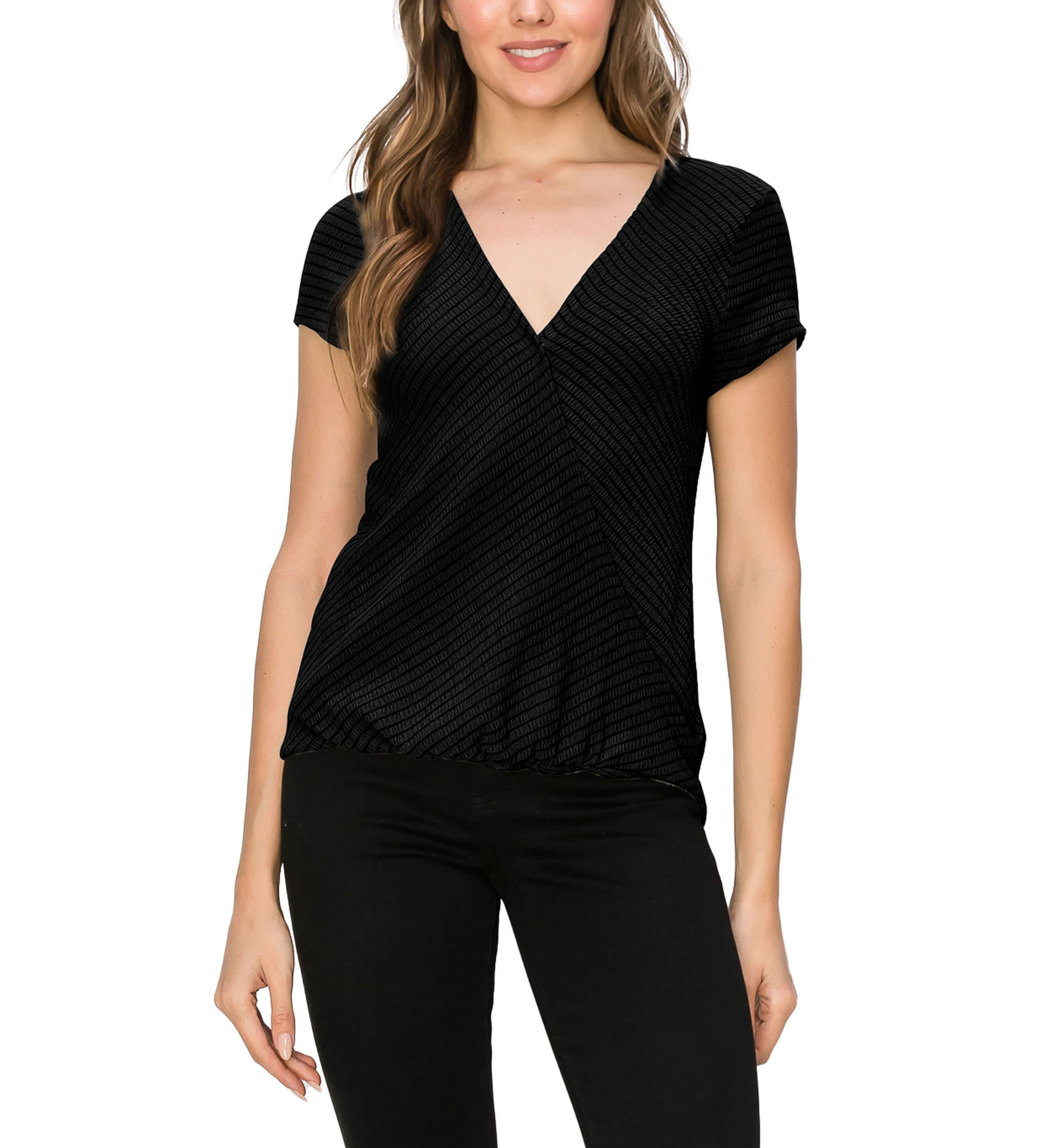 Smocked Jersey Surplice Short Sleeve