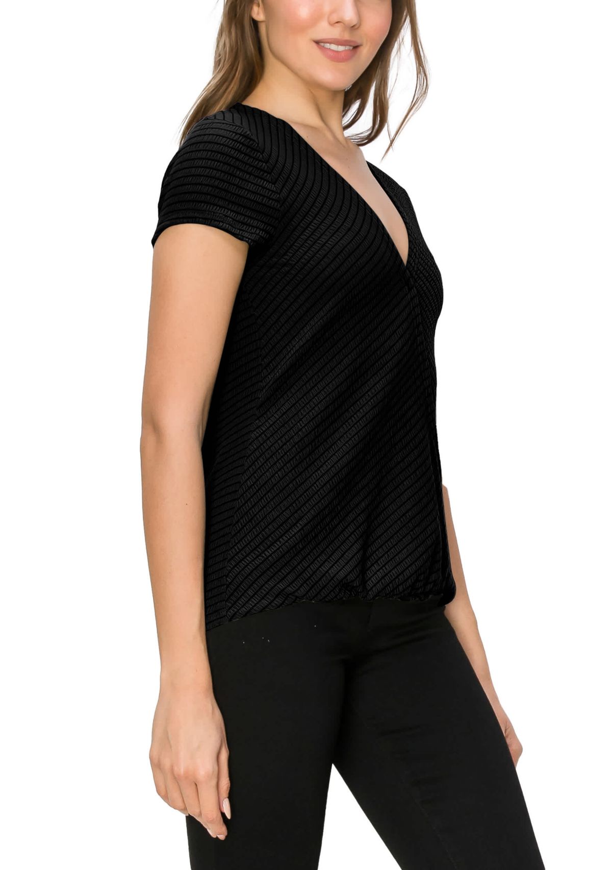 Smocked Jersey Surplice Short Sleeve