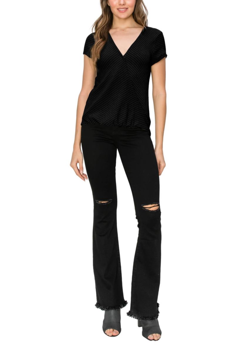 Smocked Jersey Surplice Short Sleeve