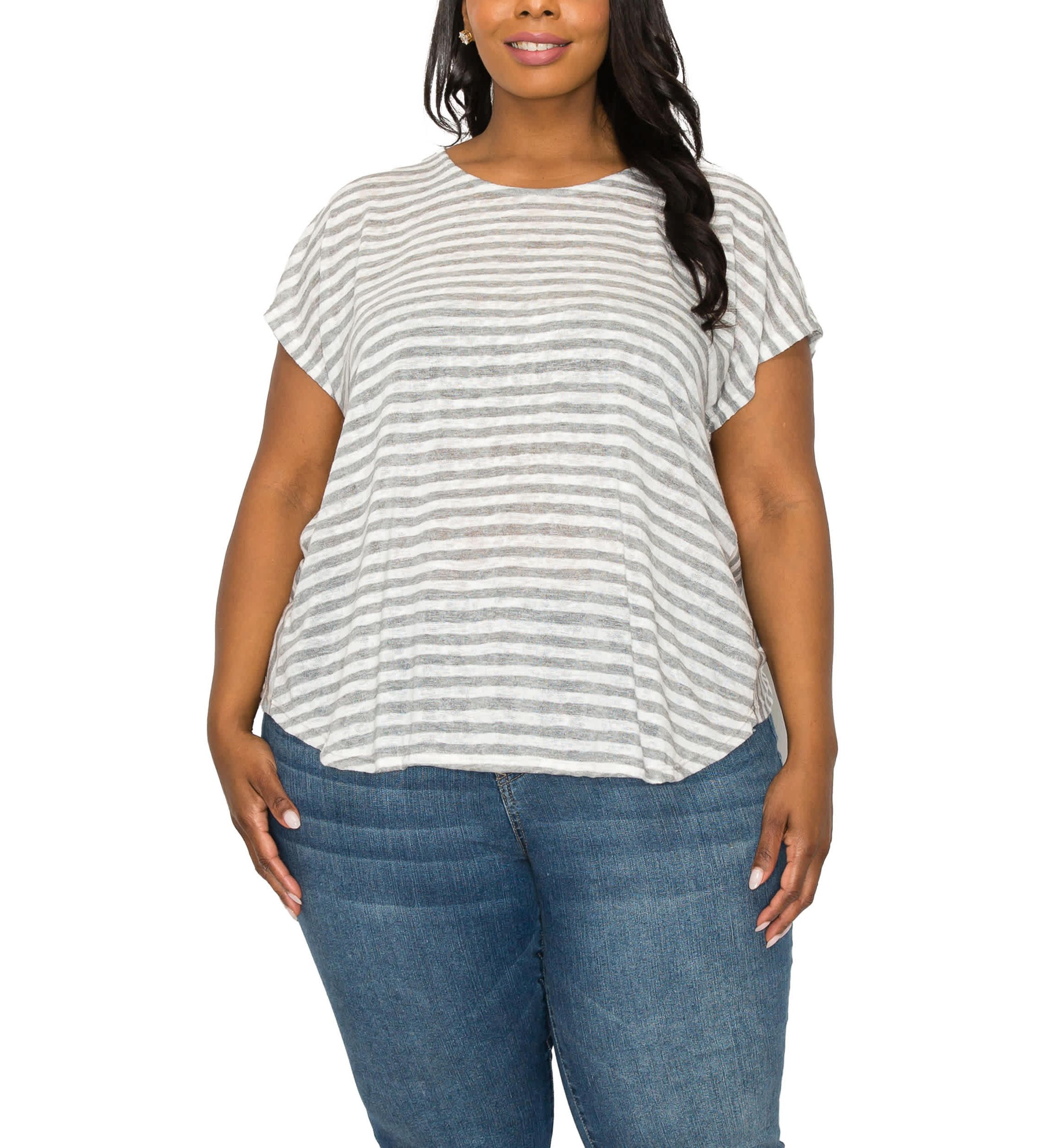 Slub Stripe Lightweight & Breezy Dolman Open Twist Back