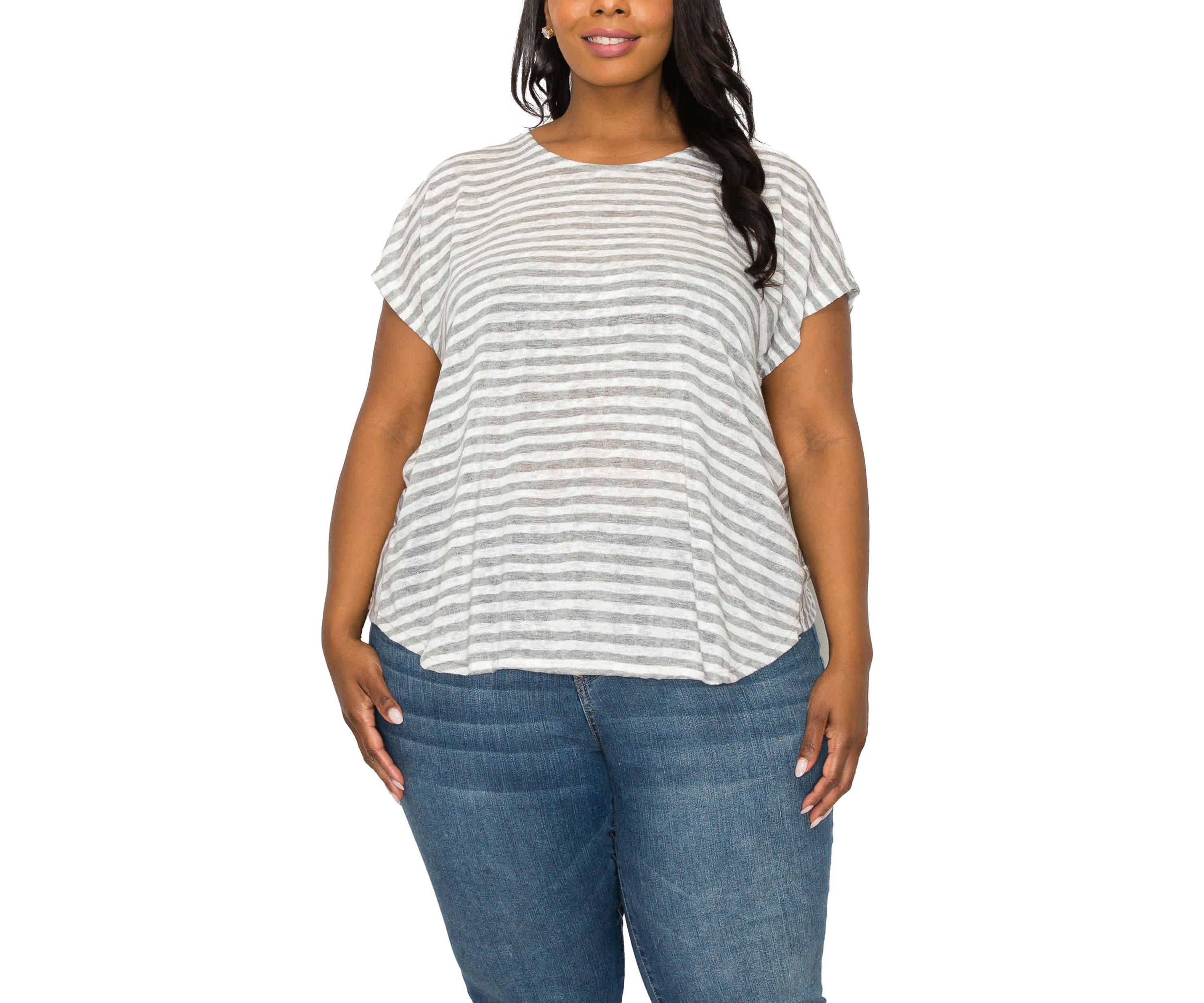 Slub Stripe Lightweight & Breezy Dolman Open Twist Back