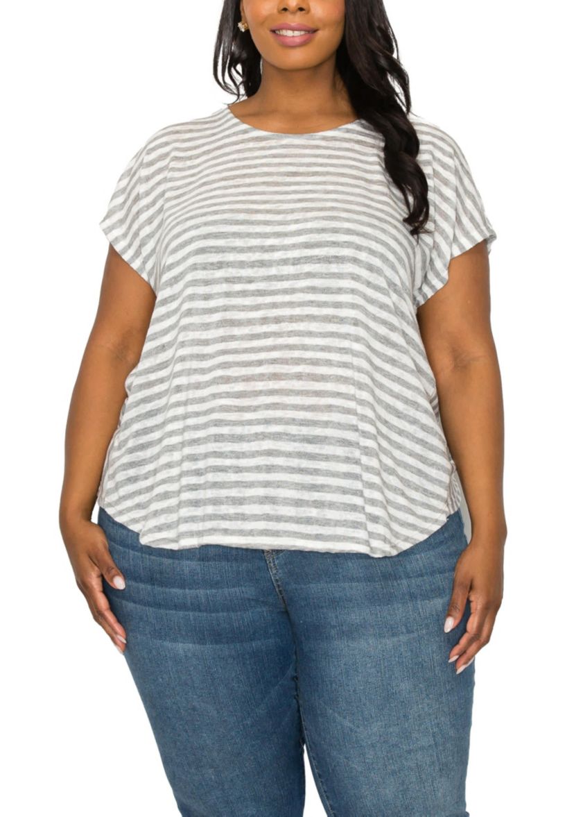 Slub Stripe Lightweight & Breezy Dolman Open Twist Back