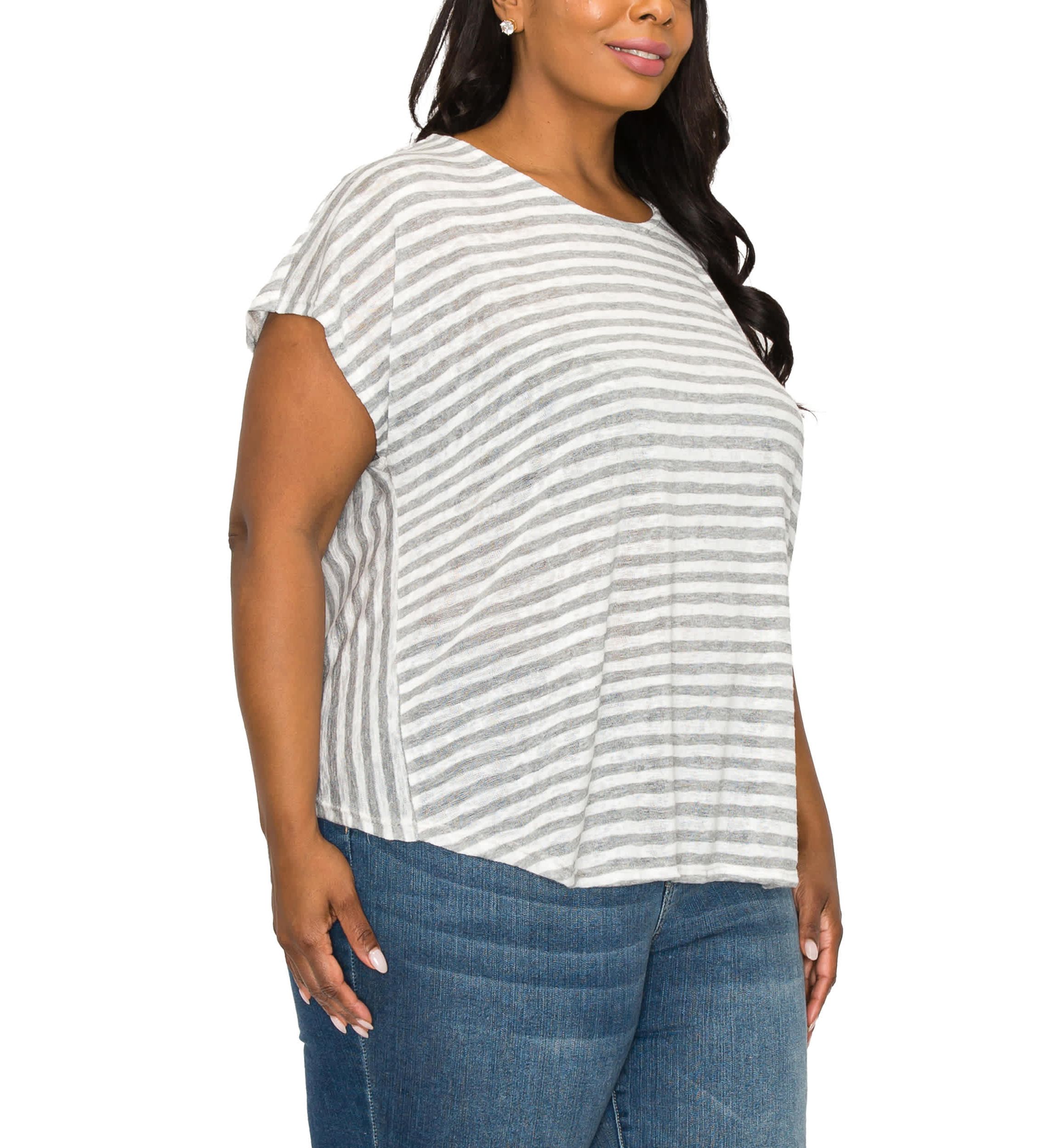 Slub Stripe Lightweight & Breezy Dolman Open Twist Back