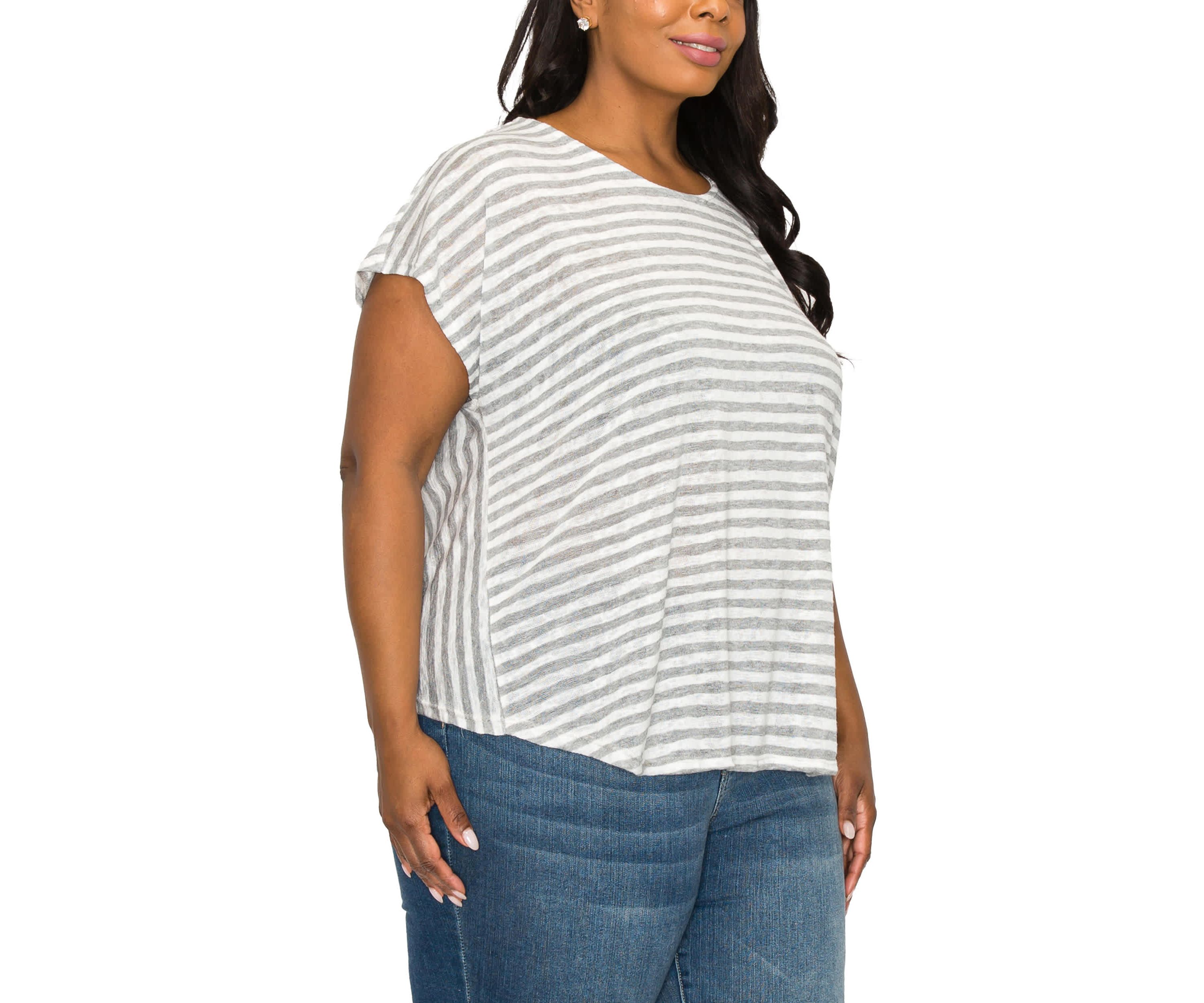 Slub Stripe Lightweight & Breezy Dolman Open Twist Back