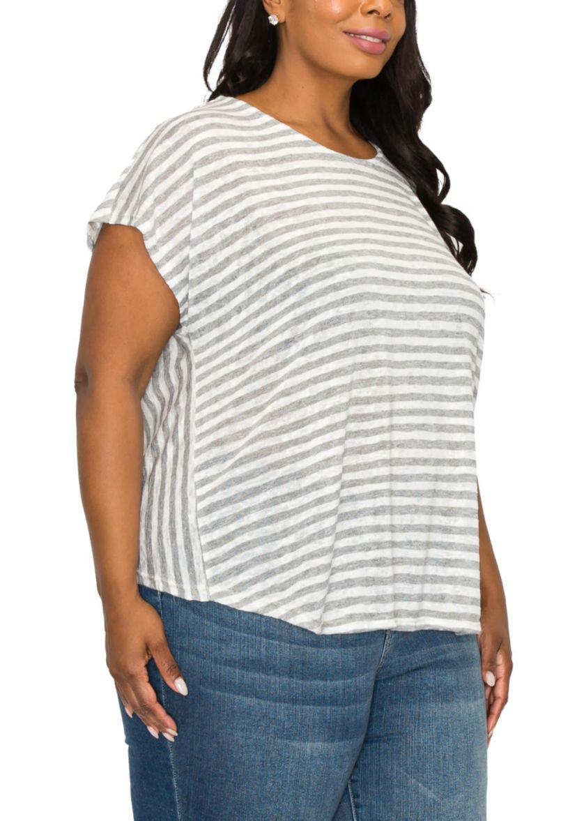 Slub Stripe Lightweight & Breezy Dolman Open Twist Back