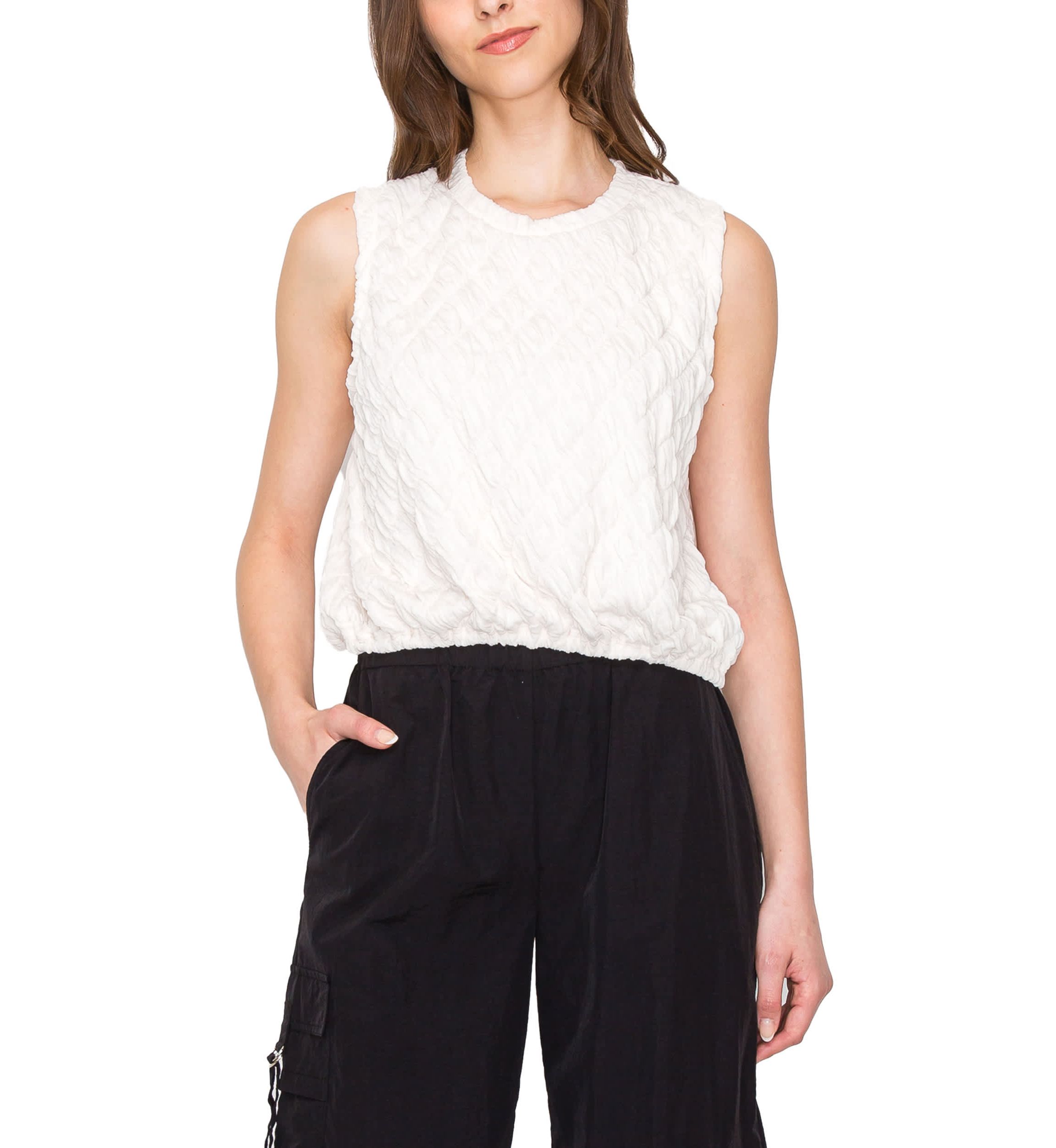 Double Warp Knitted Zipper Back Elastic Waist Tank