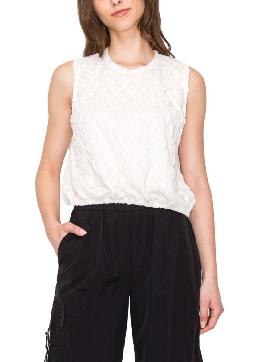 Double Warp Knitted Zipper Back Elastic Waist Tank