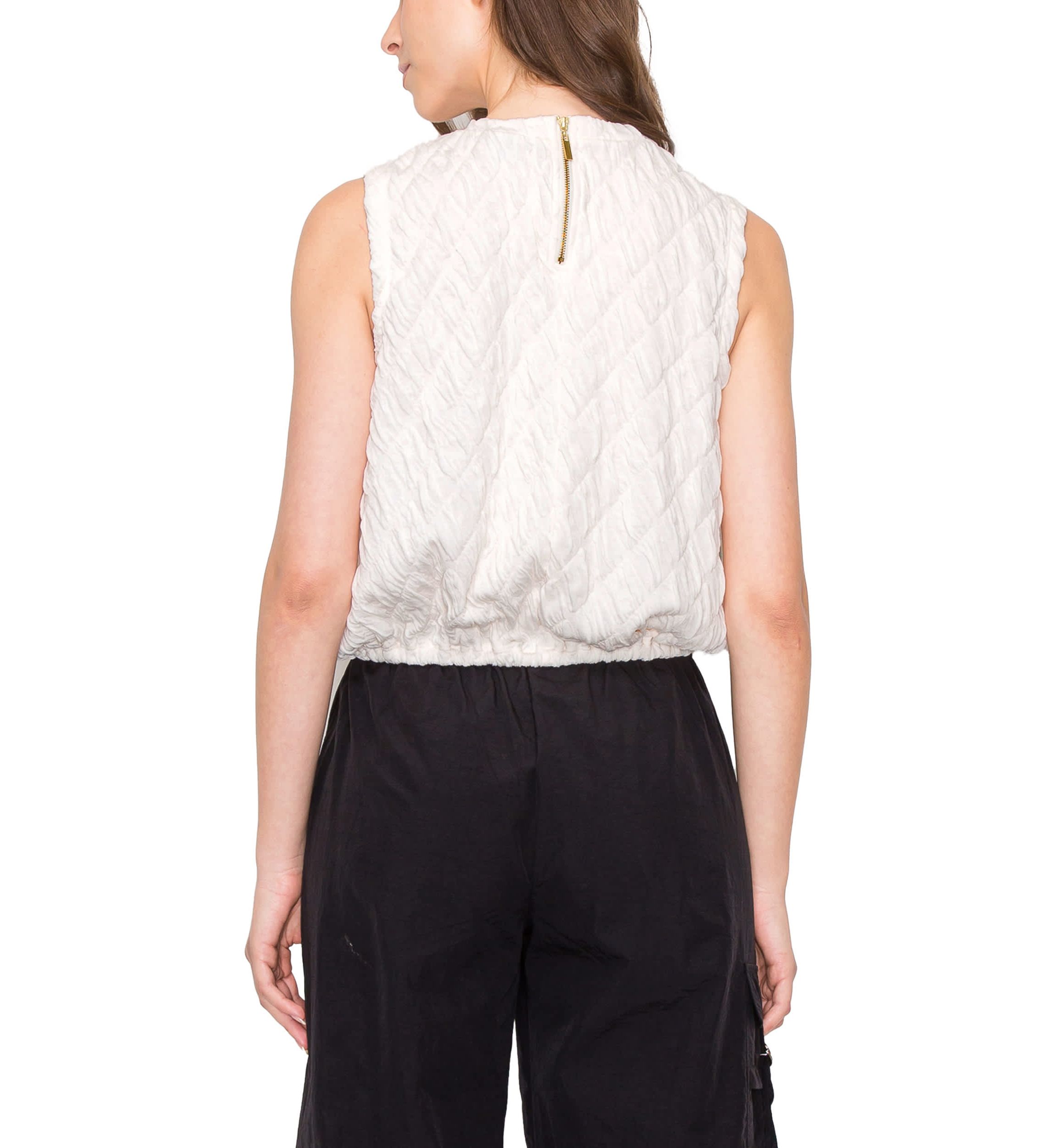 Double Warp Knitted Zipper Back Elastic Waist Tank
