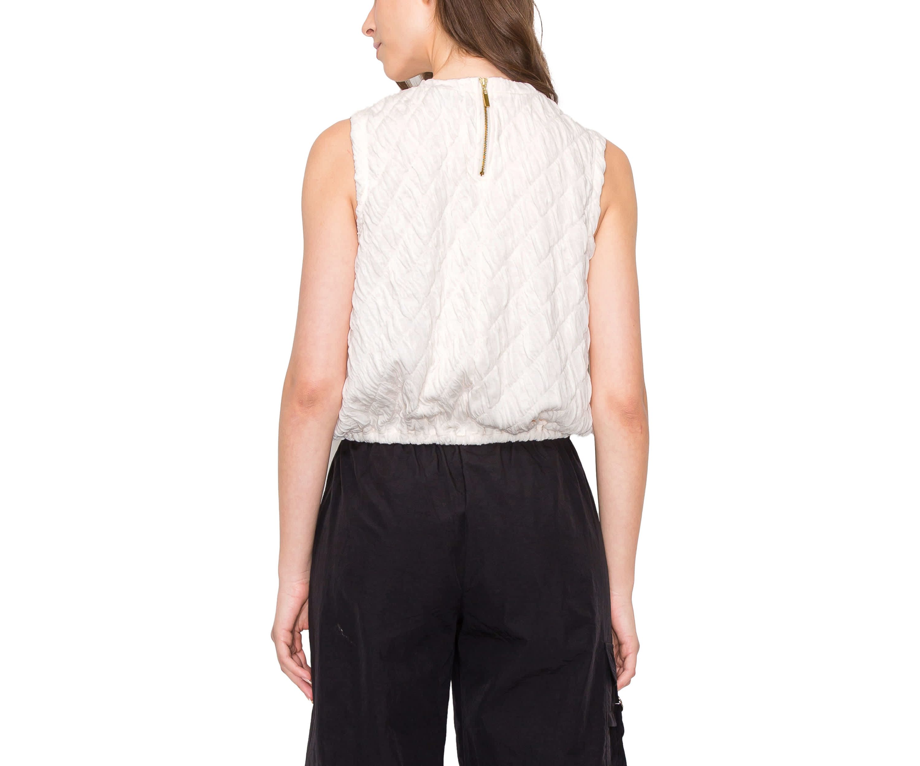 Double Warp Knitted Zipper Back Elastic Waist Tank