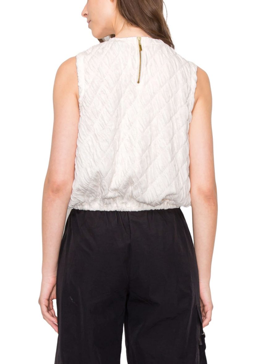 Double Warp Knitted Zipper Back Elastic Waist Tank