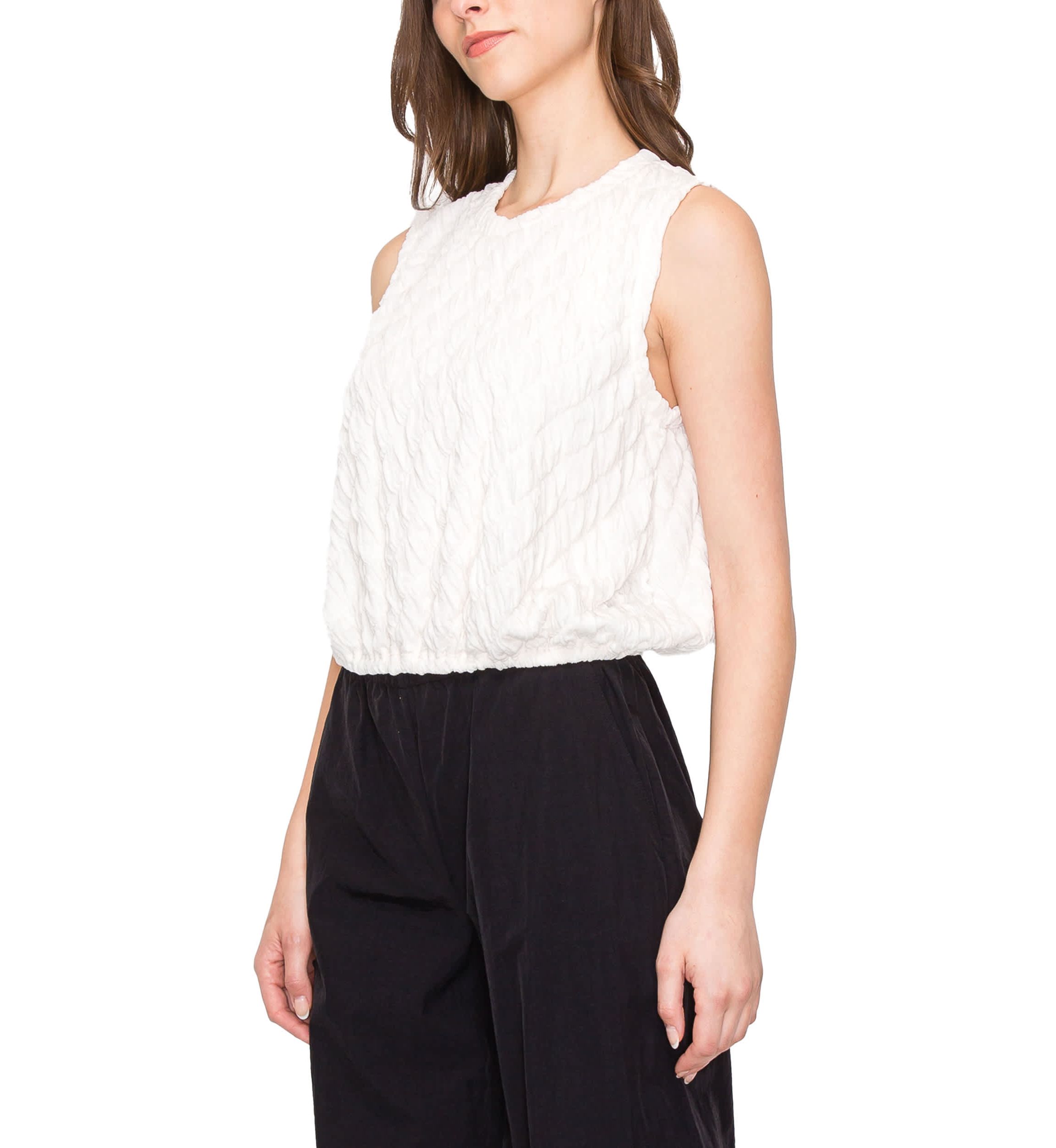 Double Warp Knitted Zipper Back Elastic Waist Tank