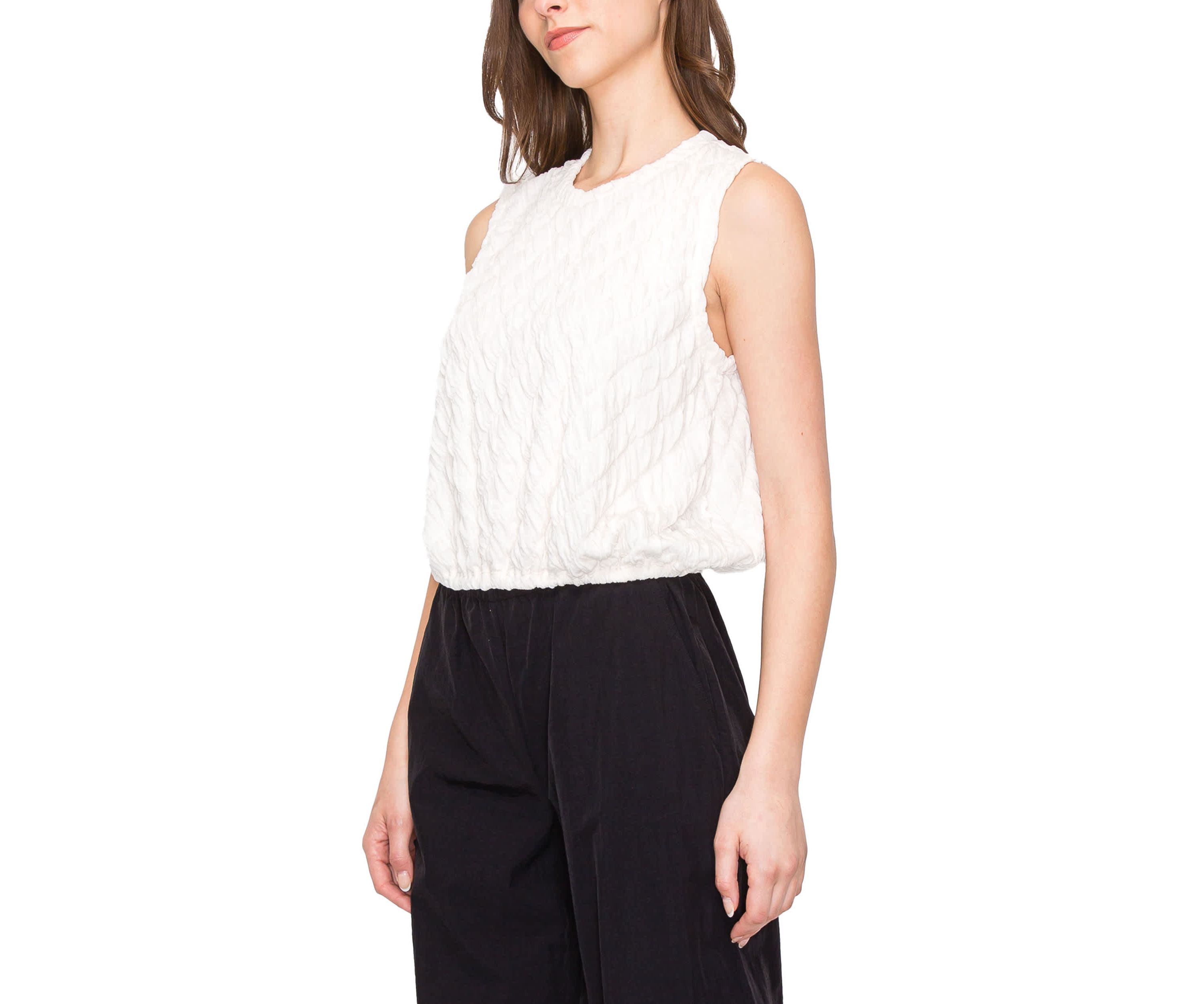 Double Warp Knitted Zipper Back Elastic Waist Tank