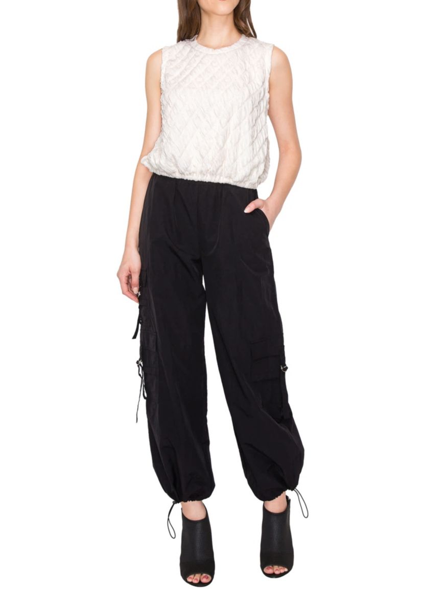 Double Warp Knitted Zipper Back Elastic Waist Tank