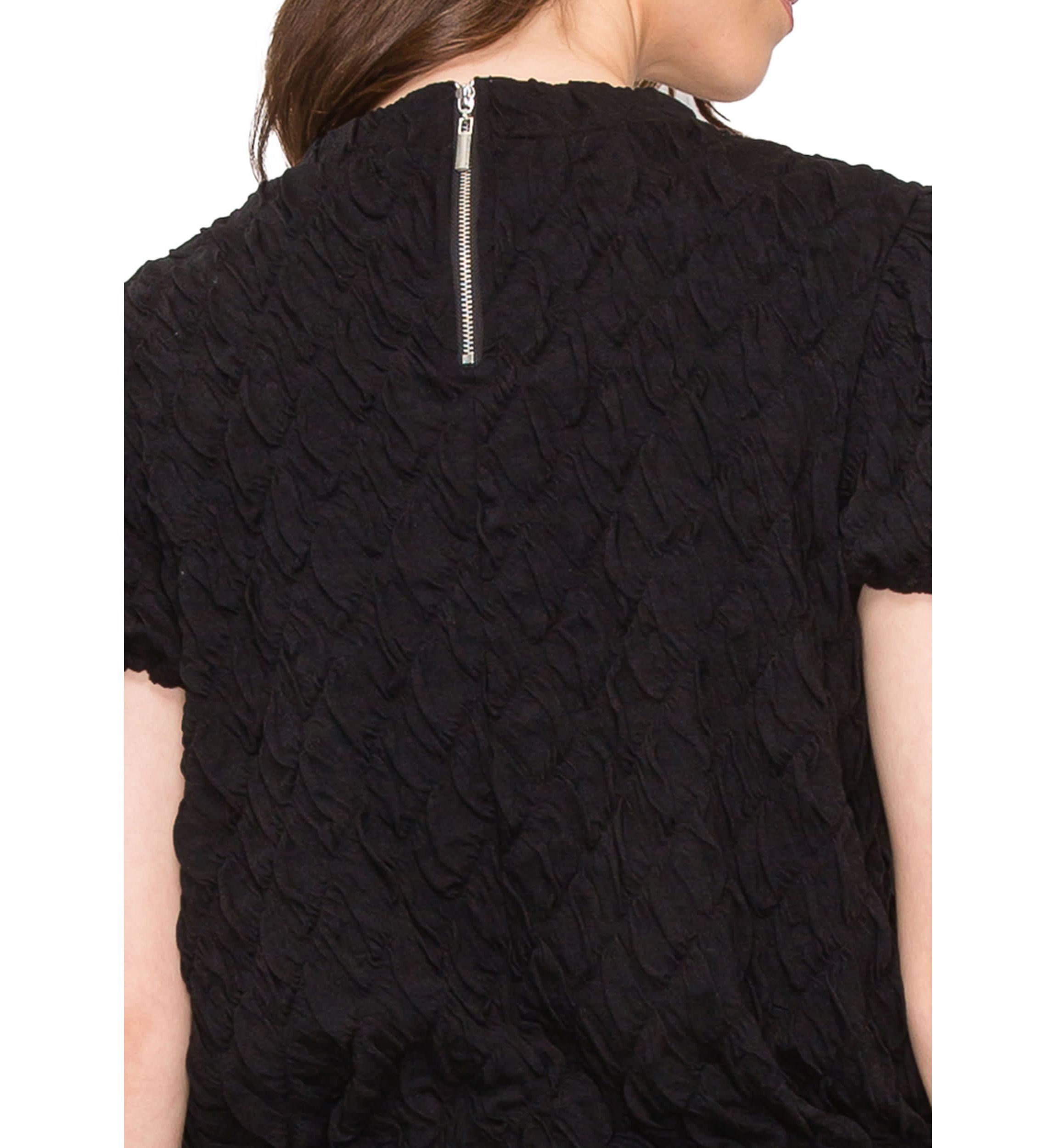 Double Warp Knitted Back Zipper Puff Short Sleeve