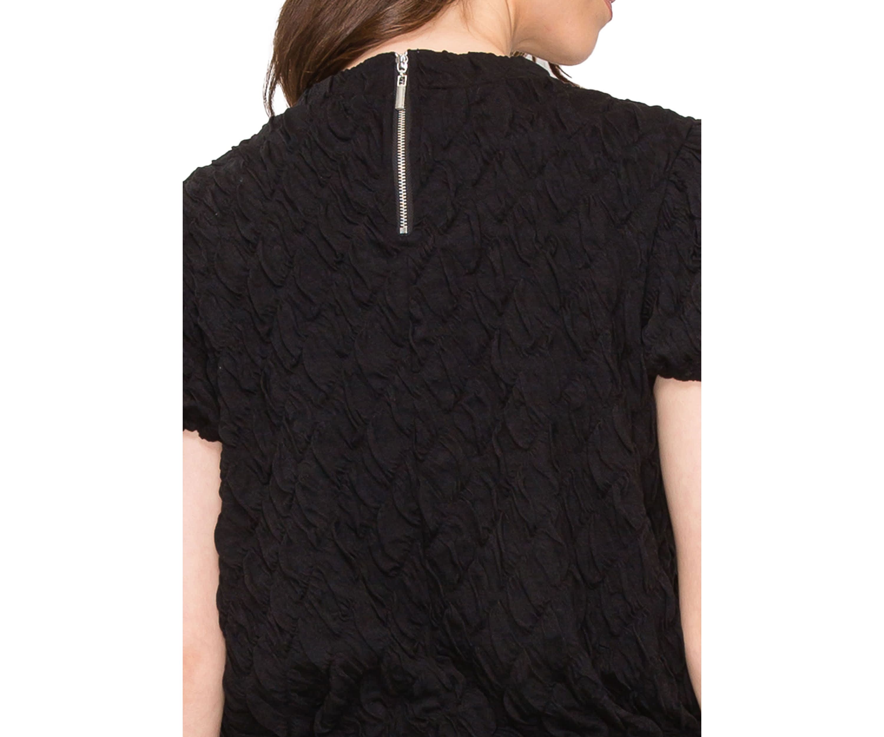 Double Warp Knitted Back Zipper Puff Short Sleeve
