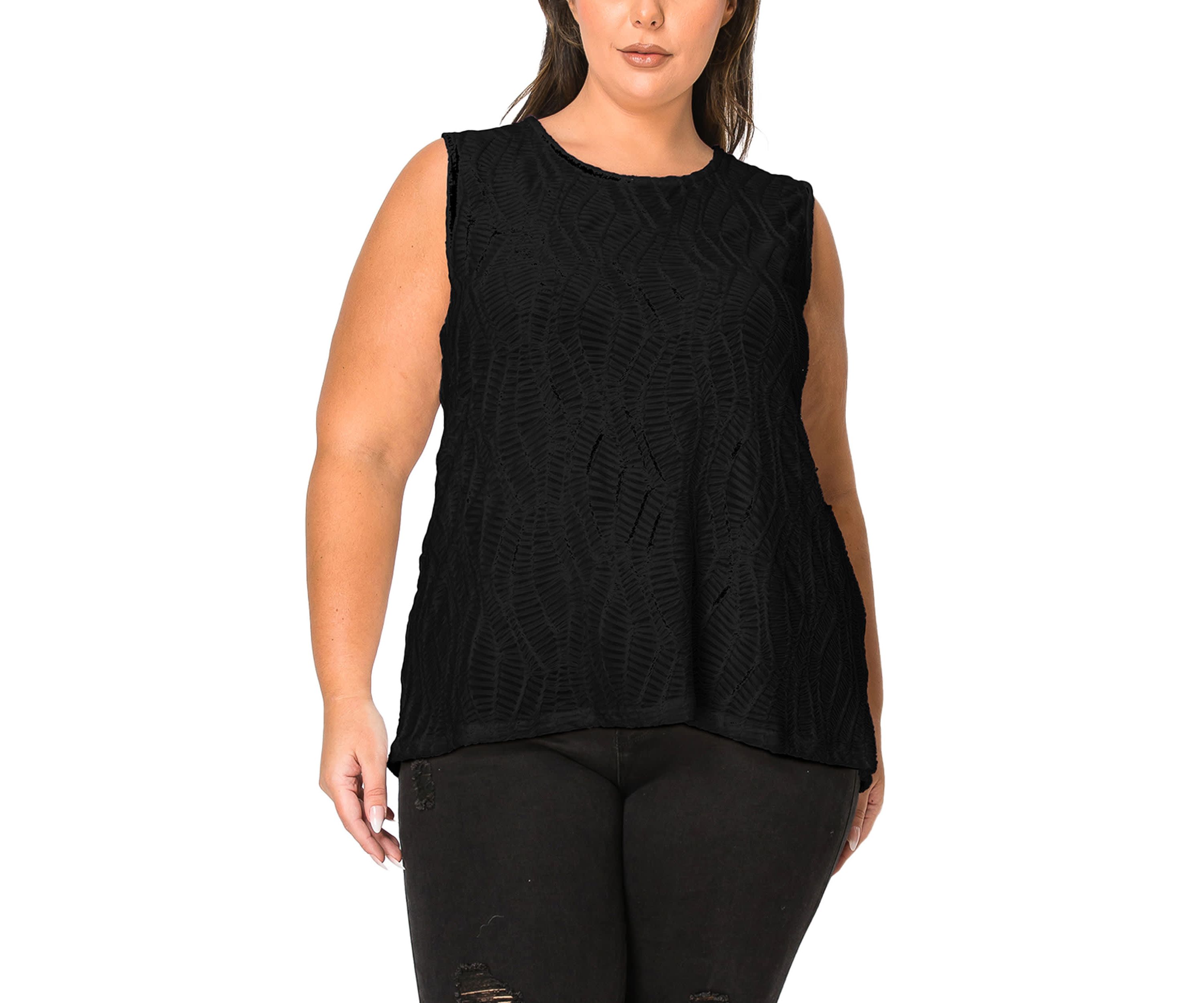Spiral Wave Textured Strappy Back Tank