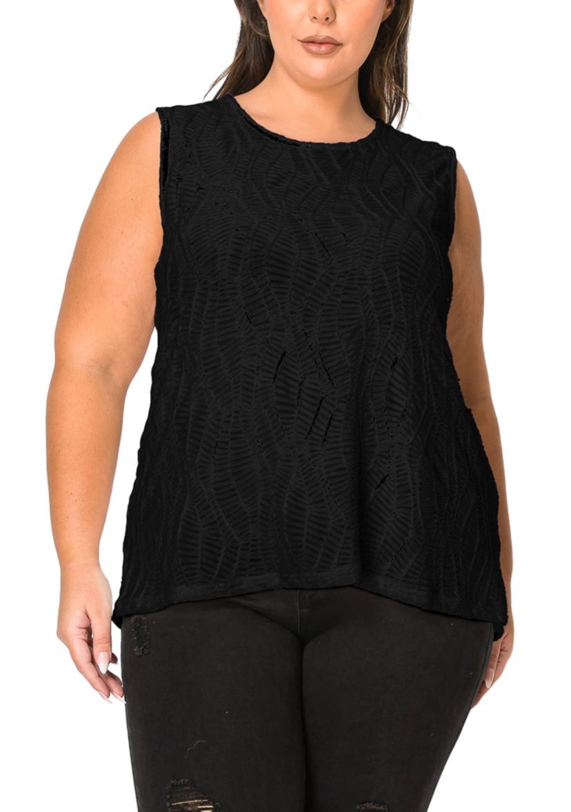 Spiral Wave Textured Strappy Back Tank