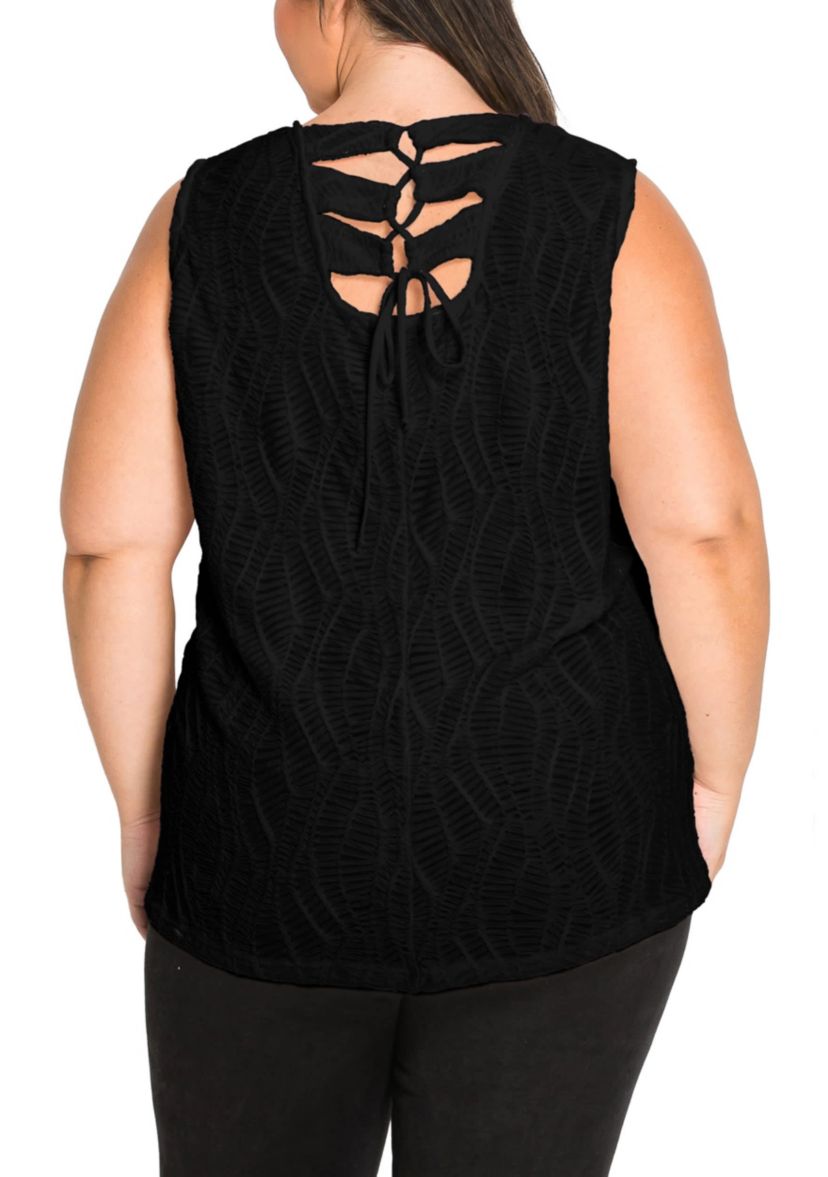 Spiral Wave Textured Strappy Back Tank