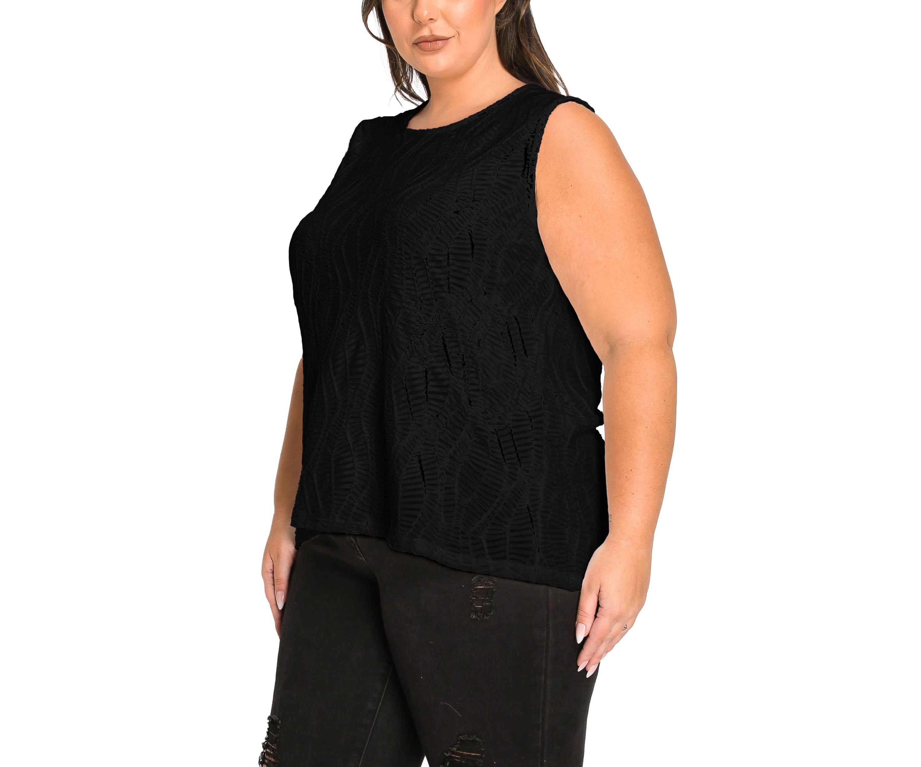 Spiral Wave Textured Strappy Back Tank