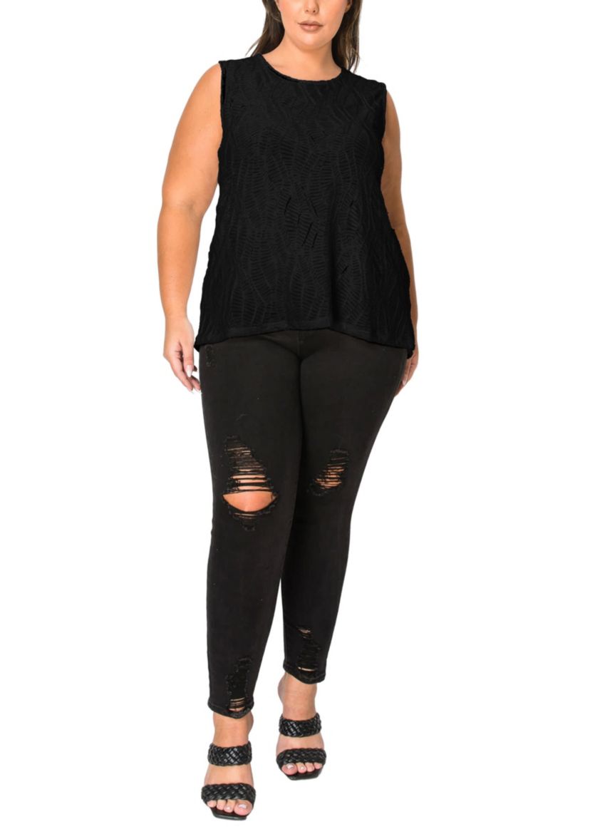 Spiral Wave Textured Strappy Back Tank