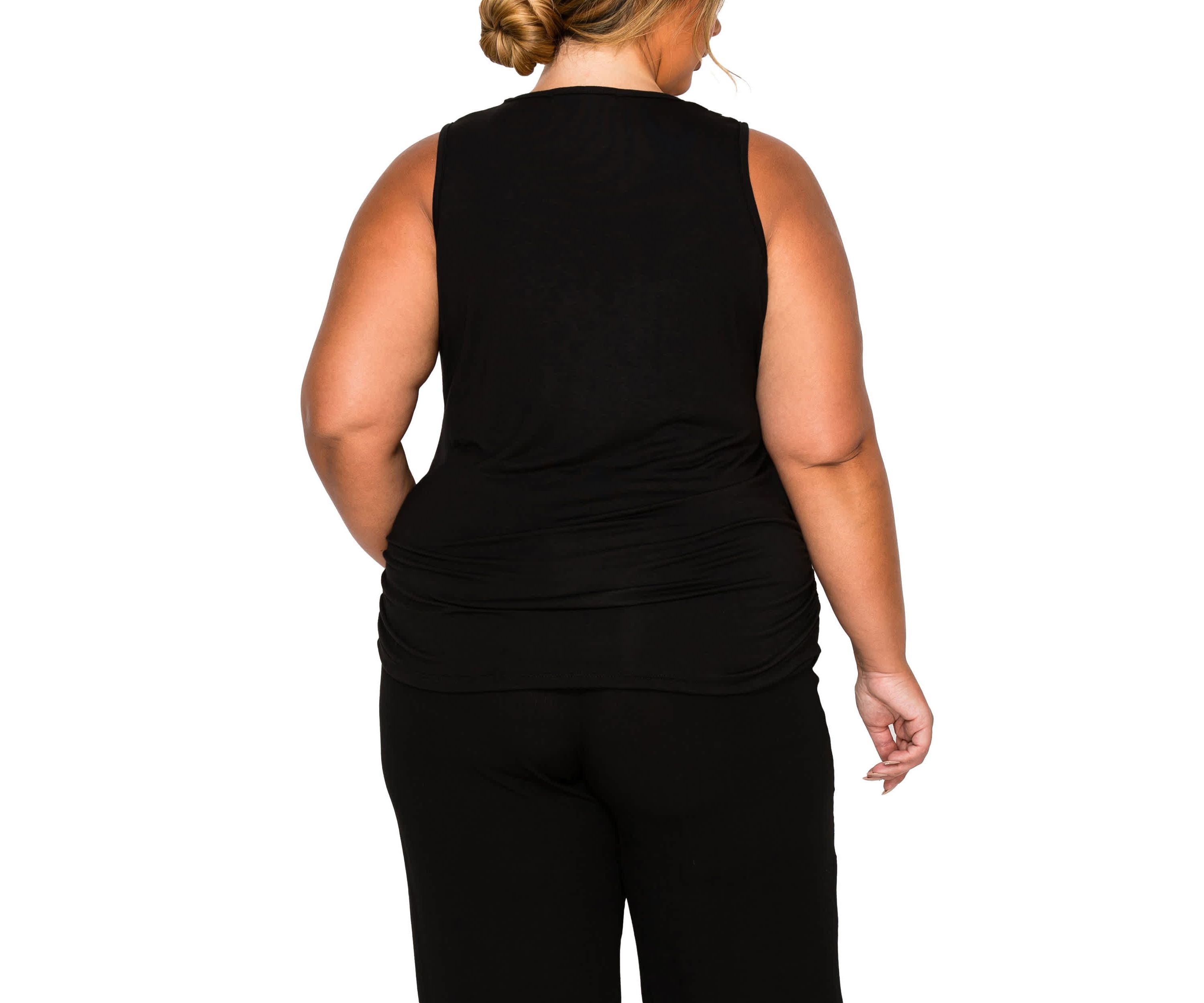 Leopard Print Mesh Yoke Inset Side Ruched Tank
