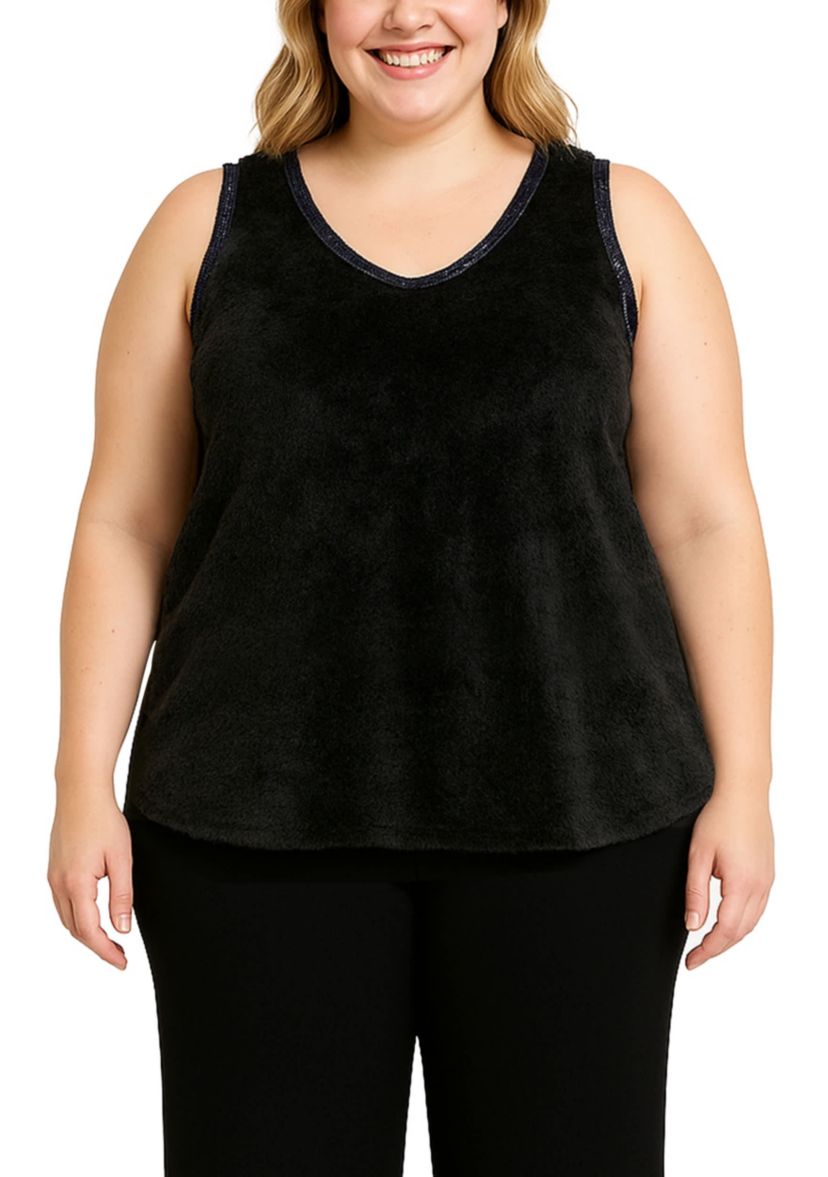 Feather Cozy Rib Sequin Trim V Neck Pullover Vest
