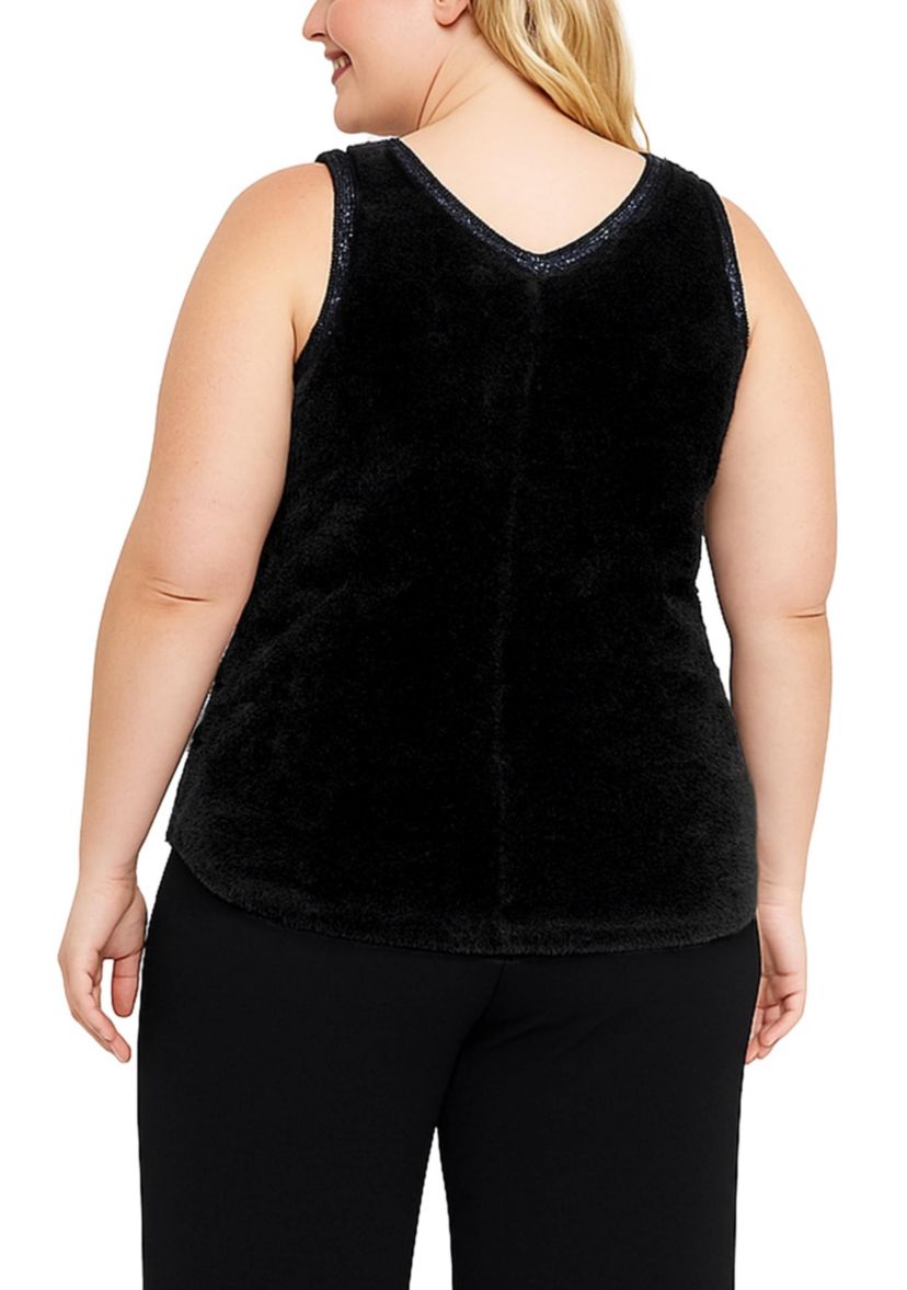 Feather Cozy Rib Sequin Trim V Neck Pullover Vest