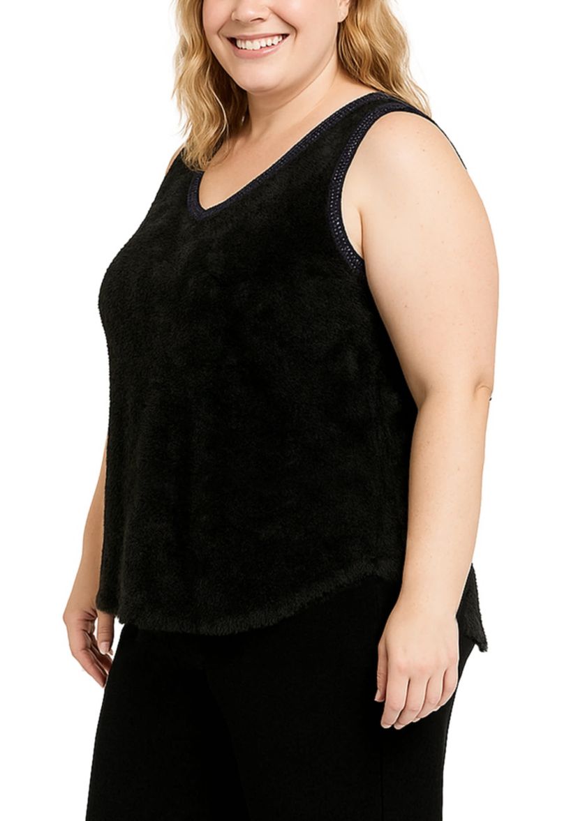 Feather Cozy Rib Sequin Trim V Neck Pullover Vest
