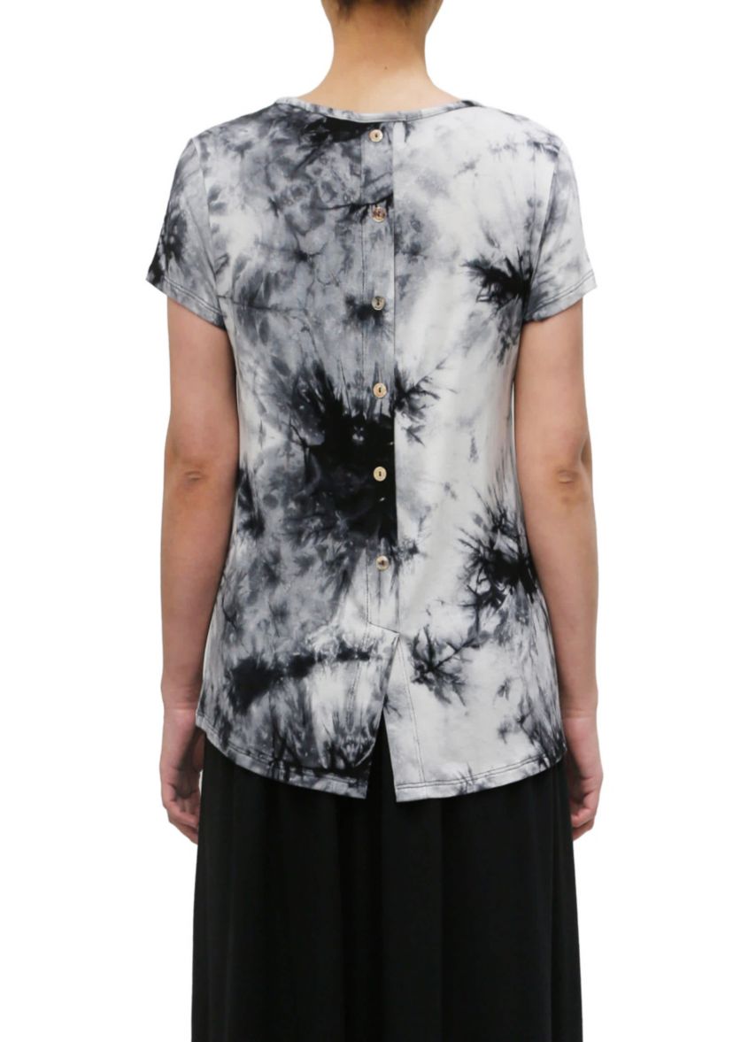 Tie Dye Short Sleeve Button Back