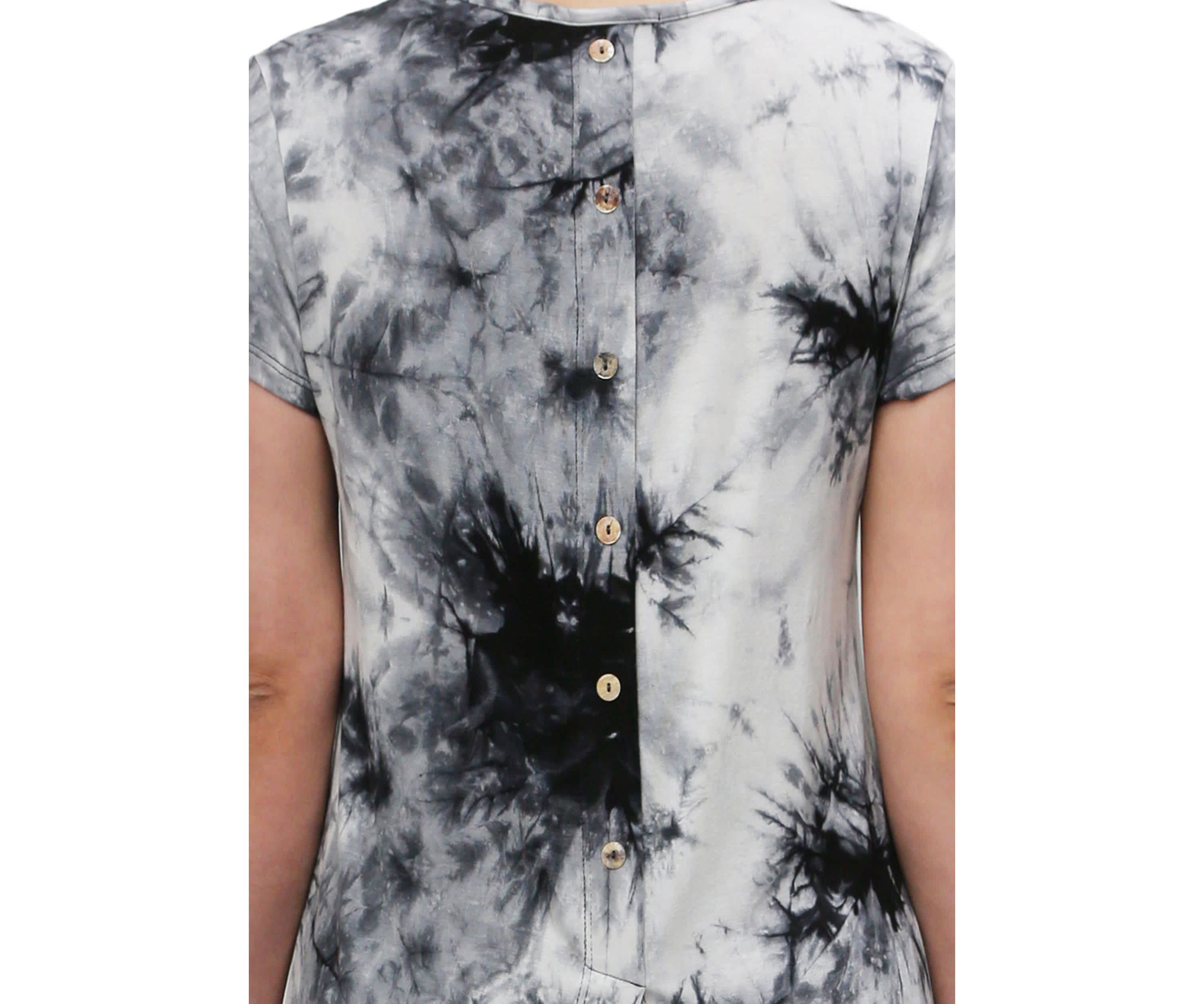 Tie Dye Short Sleeve Button Back