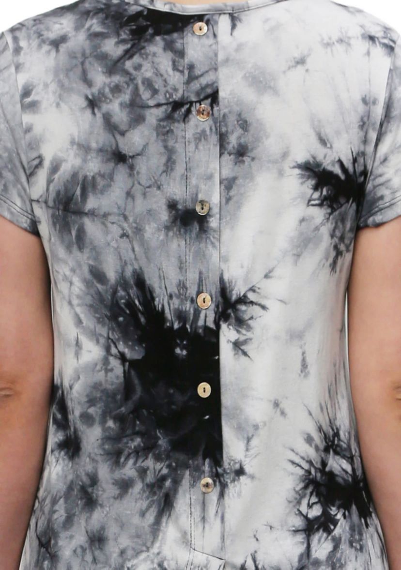 Tie Dye Short Sleeve Button Back